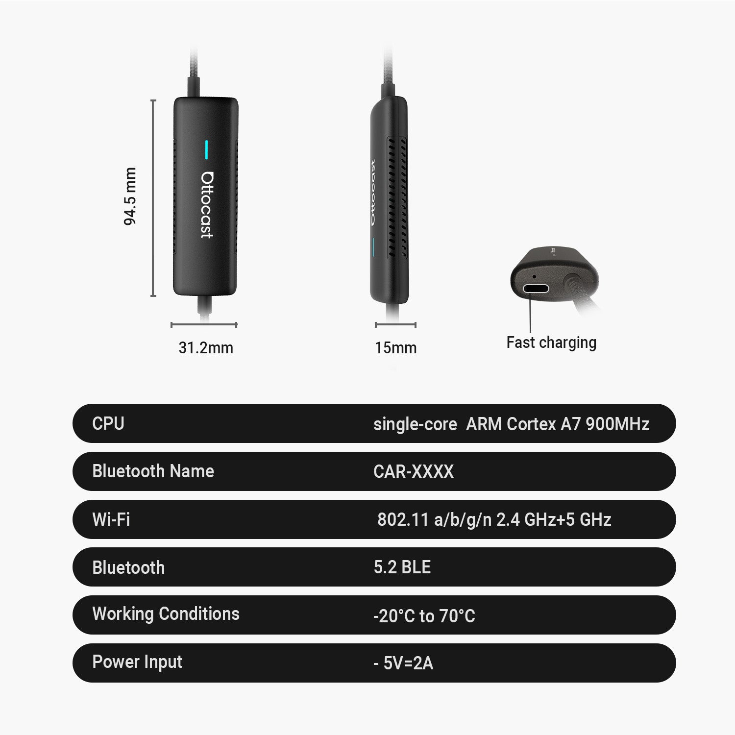 OTTOCAST® Mirror Touch | Screen Mirroring+Bi-Directional Control+Wireless CarPlay & Android Auto