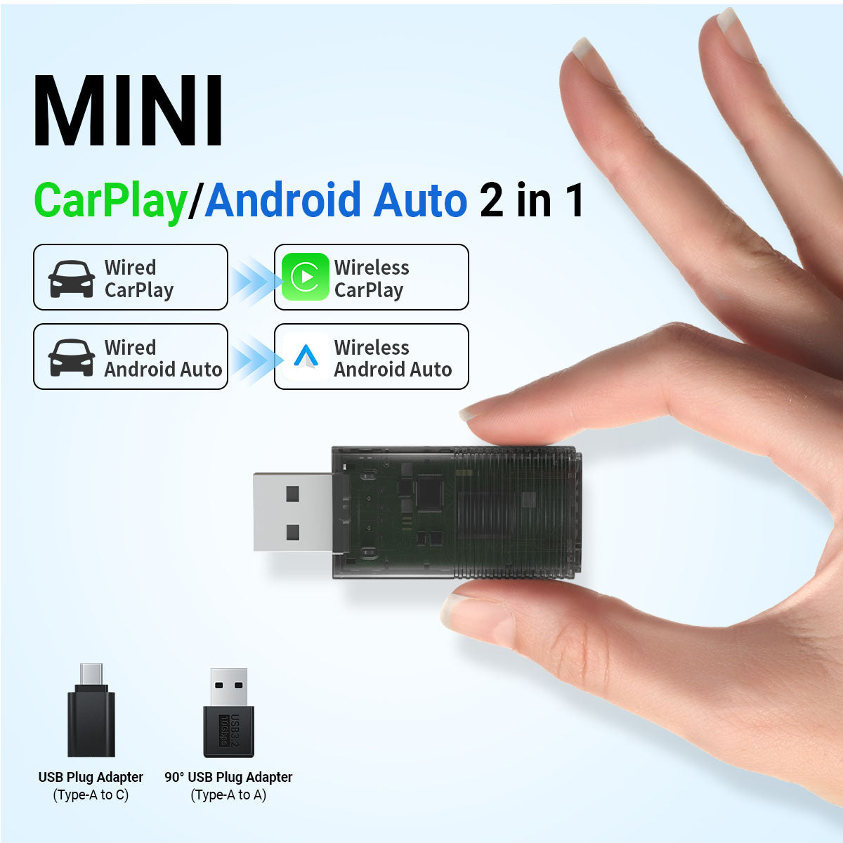 🔥Hot Sale 45%OFF🔥Mini Wireless CarPlay/Android Auto 2 in 1 Adapter