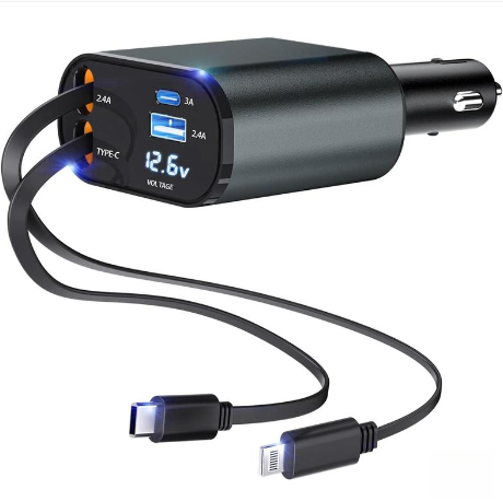 OTTOCAST® 4 in 1 einziehbares Autoladegerät mit Kabel