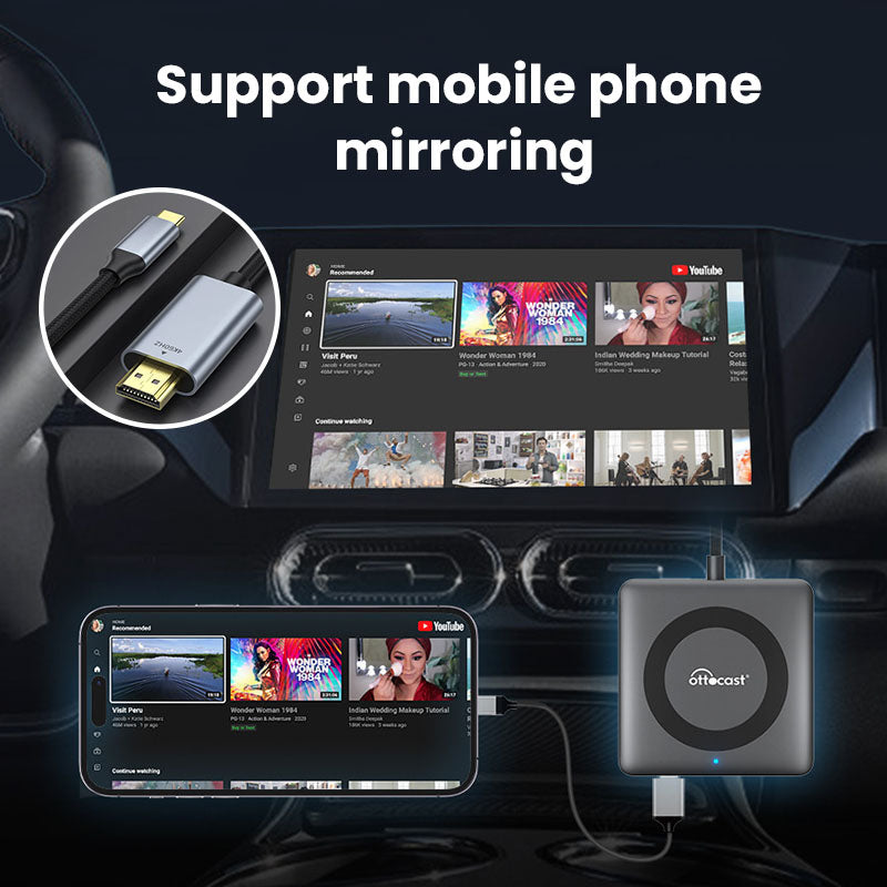 OTTOCAST® Car TV Mate Pro | Fire TV Sticks + Bildschirmspiegelung + Kabelloses CarPlay & Android Auto