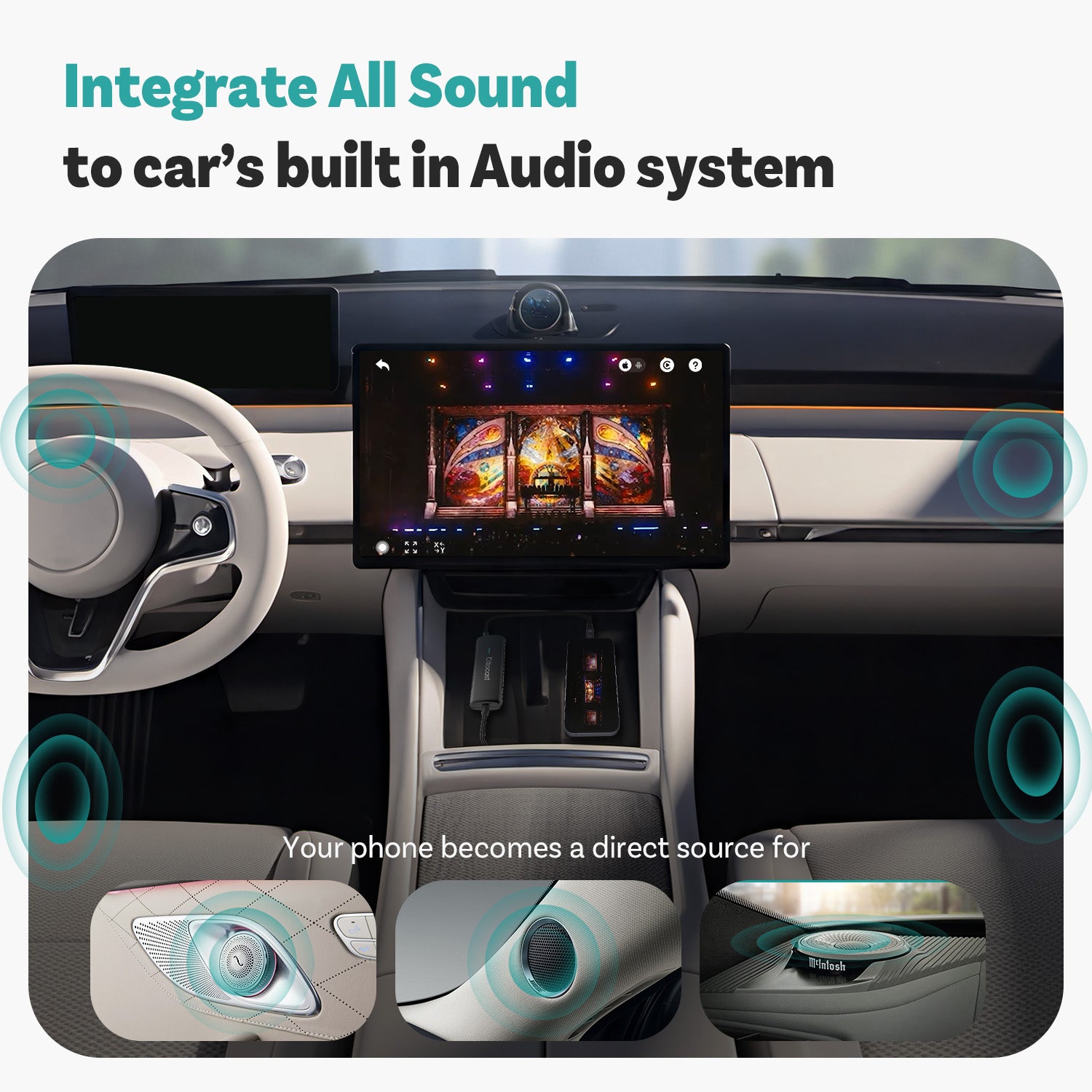 OTTOCAST® Spiegel Touch | Bildschirmspiegelung + Bidirektionale Steuerung + Kabelloses CarPlay & Android Auto