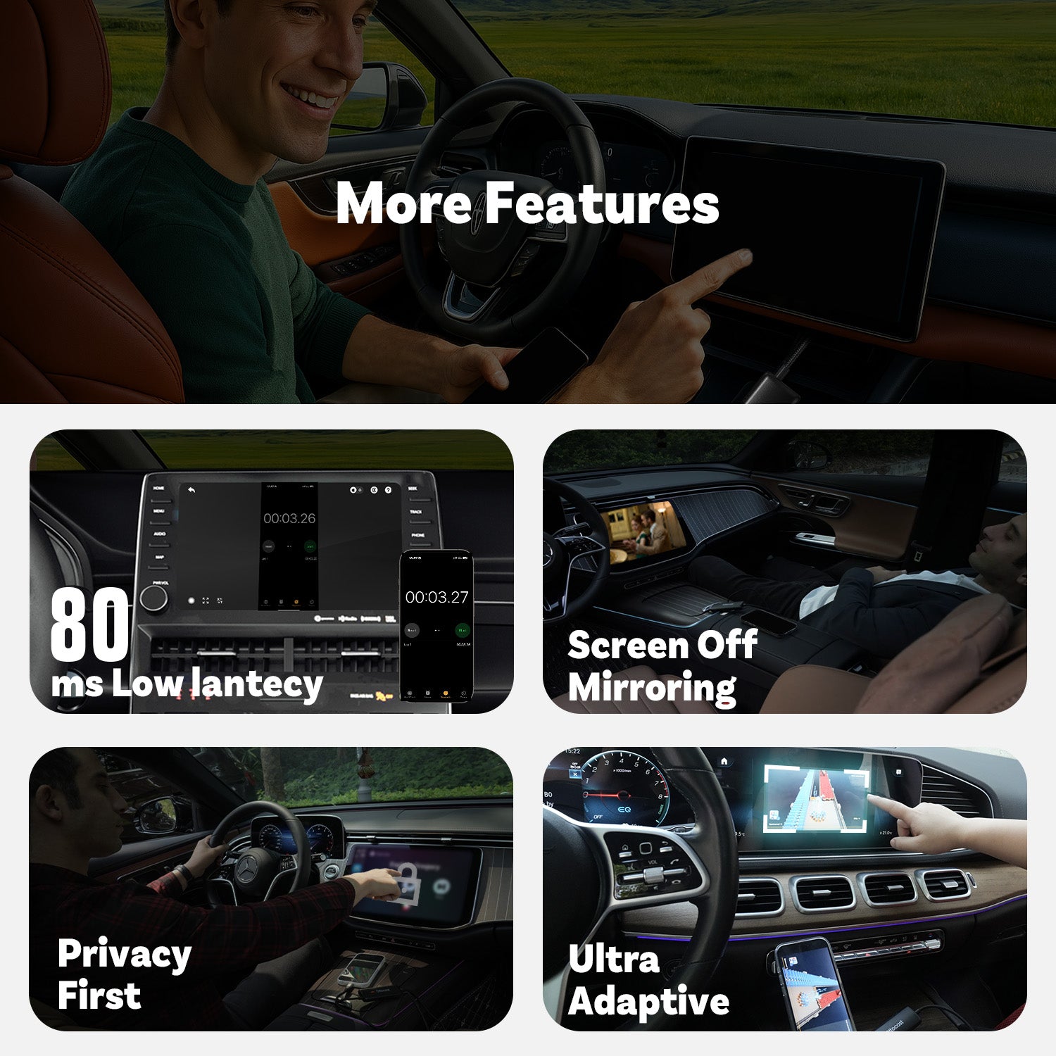OTTOCAST® Spiegel Touch | Bildschirmspiegelung + Bidirektionale Steuerung + Kabelloses CarPlay & Android Auto