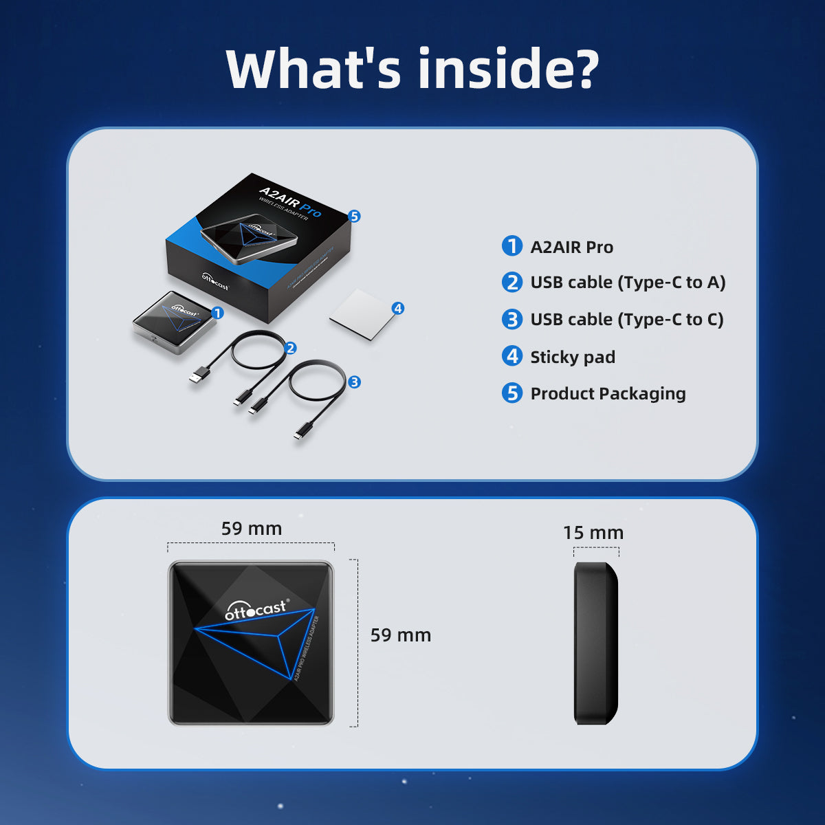 OTTOCAST® A2Air Pro Wireless Android Auto Adapter