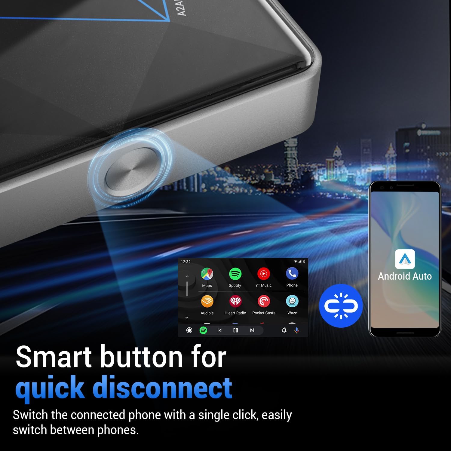 OTTOCAST® Adaptador Sem Fio A2Air Pro para Android Auto