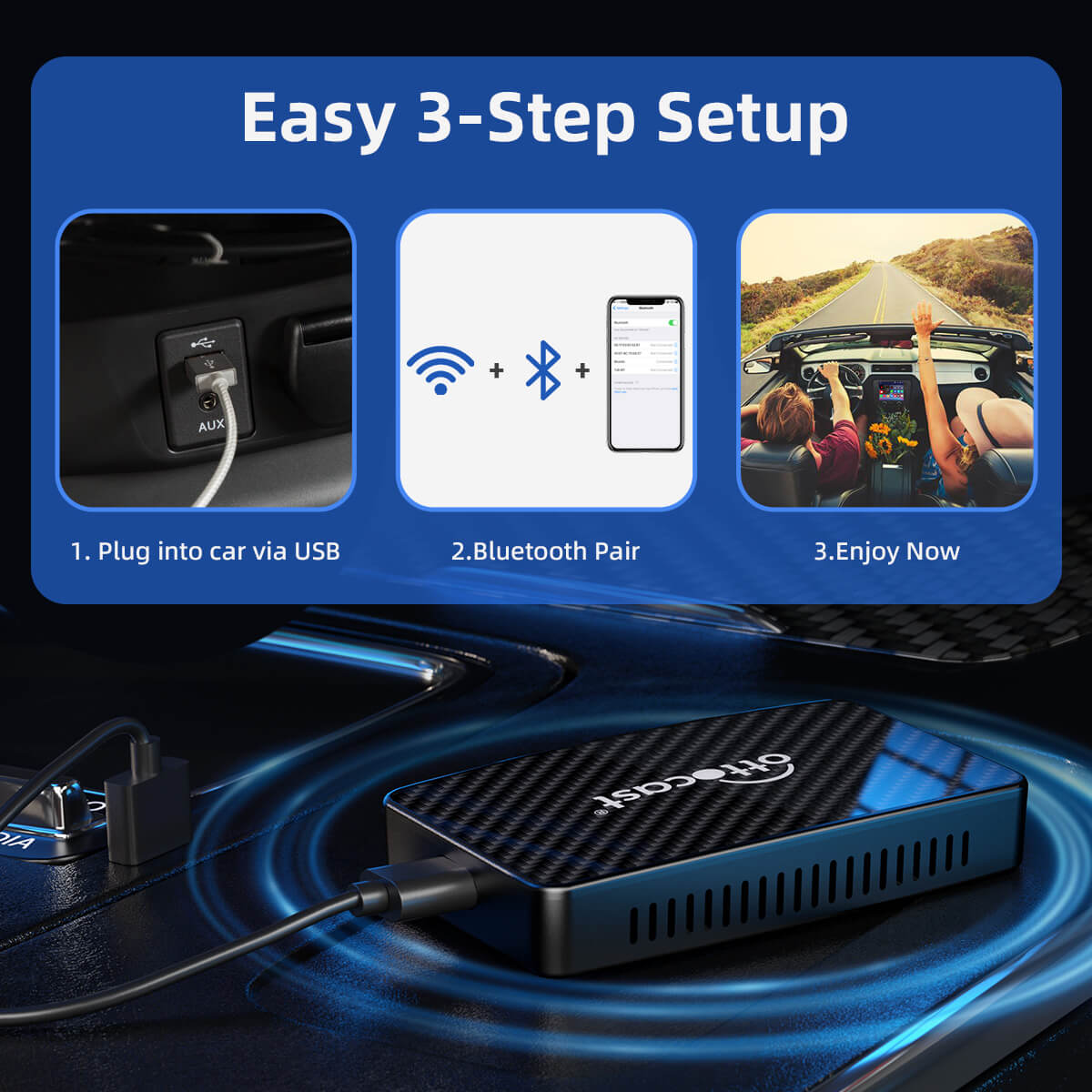 Ottocast Play2Video Pro Wireless CarPlay Android Auto Adapter supports Netflix YouTube Prime Video TikTok IPTV