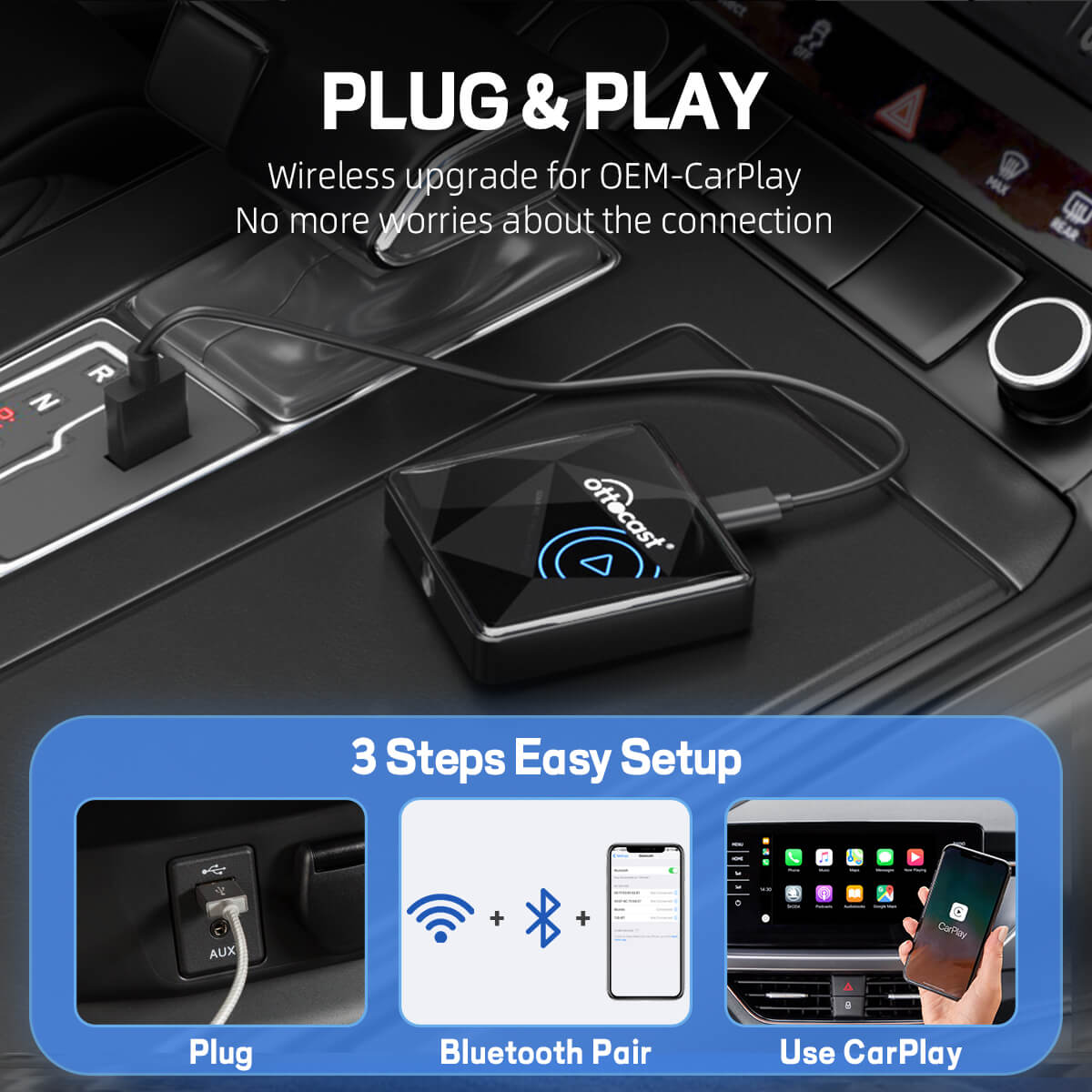 Adaptador Sem Fio OTTOCAST® U2AIR Pro CarPlay