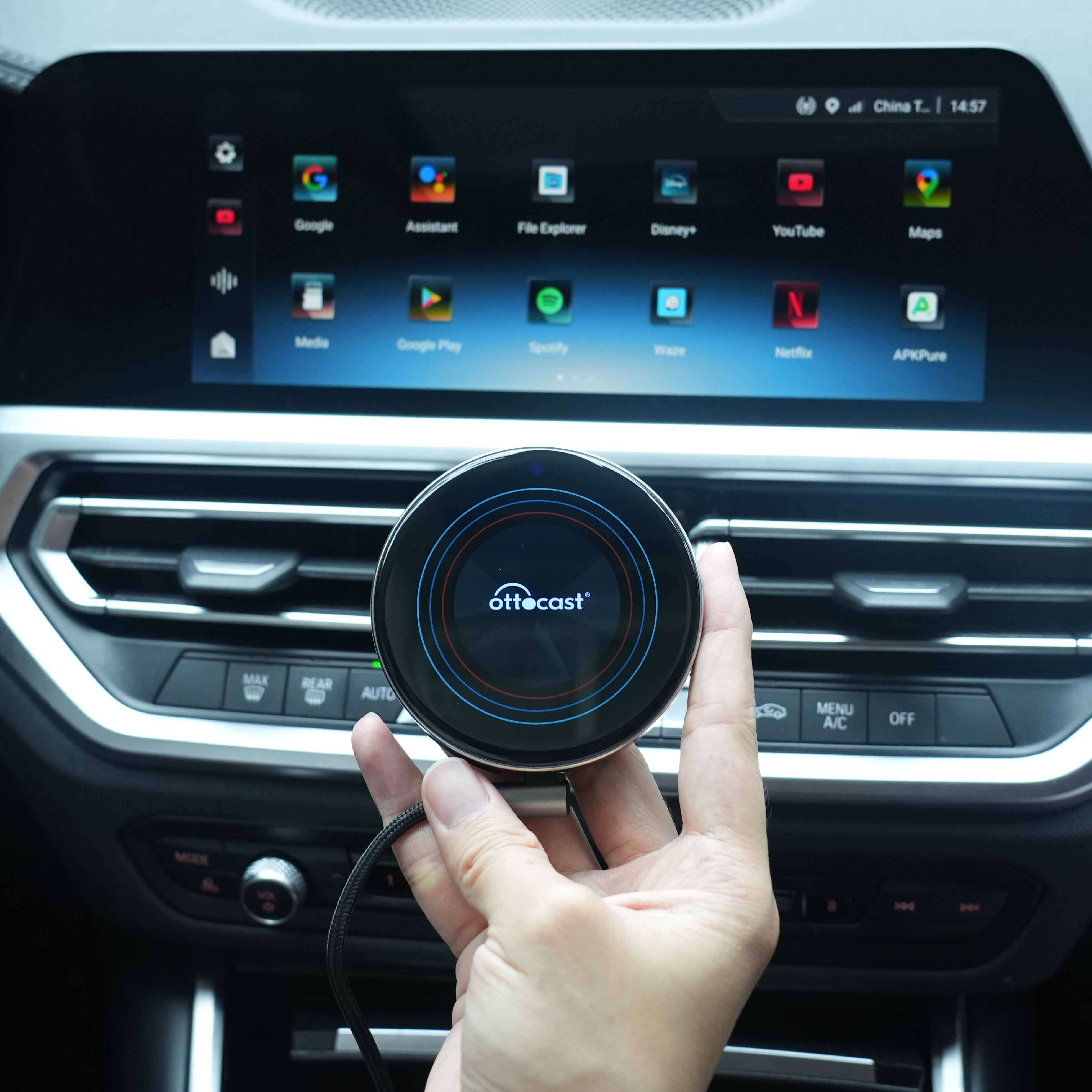 OTTOCAST® I3 BMW Caja AI | Netflix, Hulu, App Store + CarPlay inalámbrico y Android Auto inalámbrico