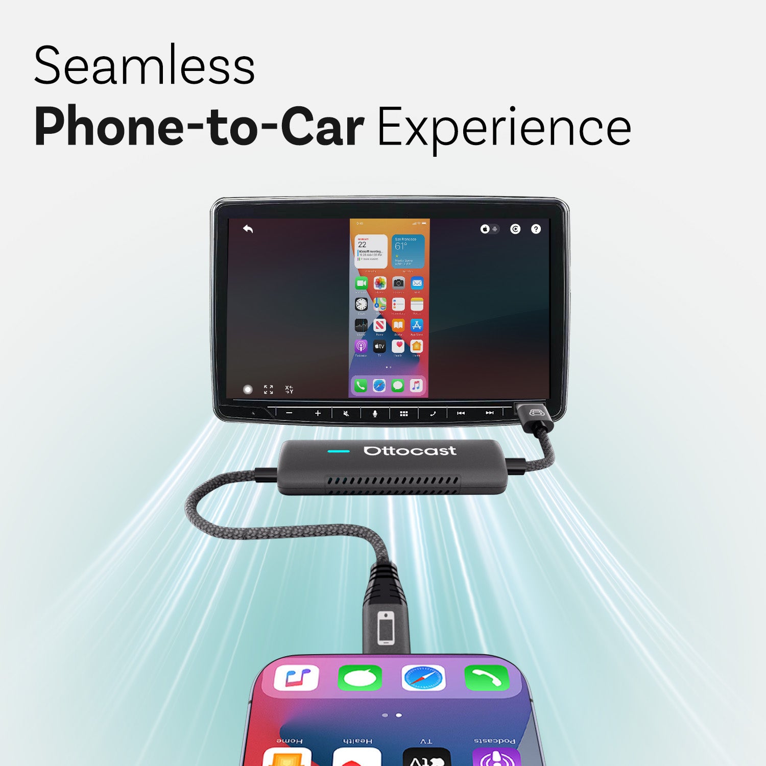 (🎉Summer Sale 40% OFF) Ottocast® Mirror Touch |Screen Mirroring+Bi-Directional Control+Wireless CarPlay