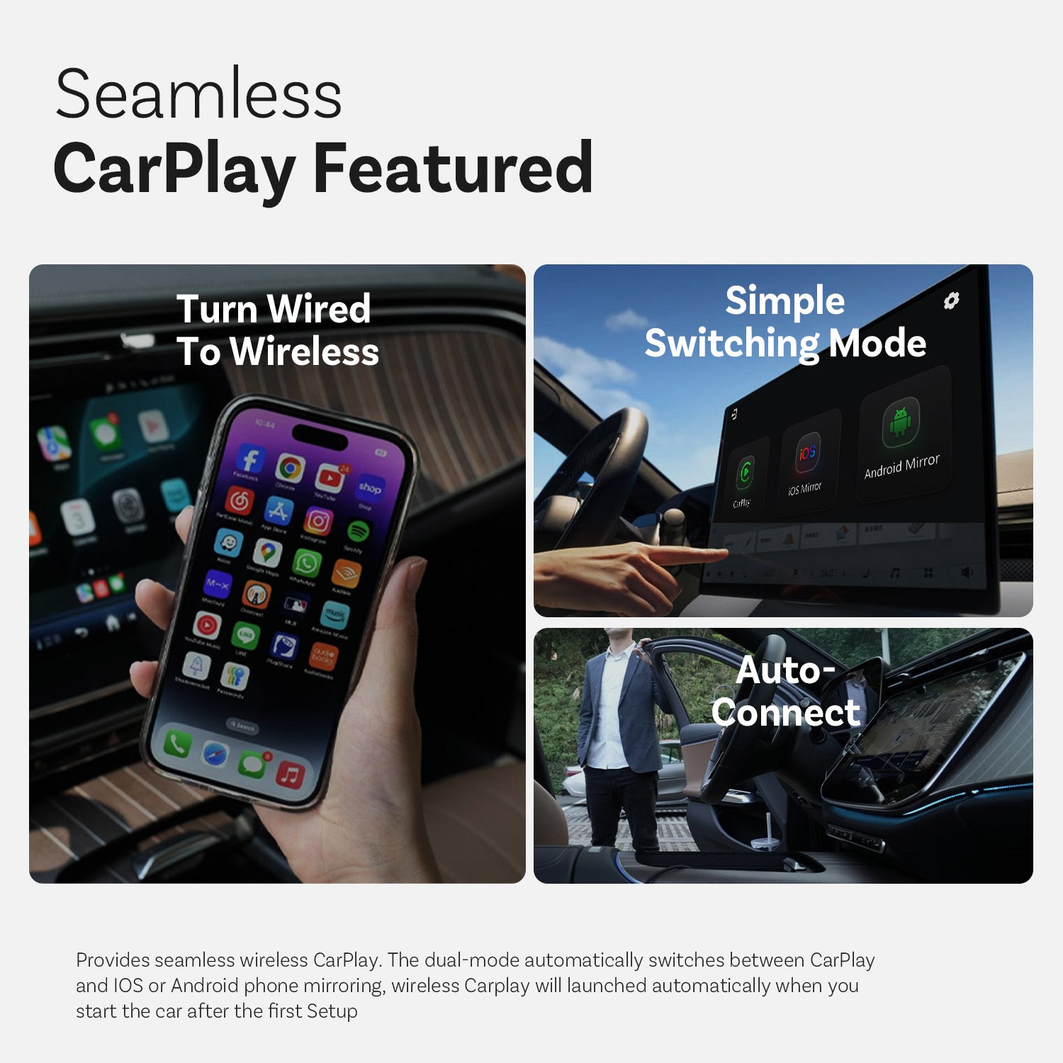 (🎉Summer Sale 40% OFF) Ottocast® Mirror Touch |Screen Mirroring+Bi-Directional Control+Wireless CarPlay