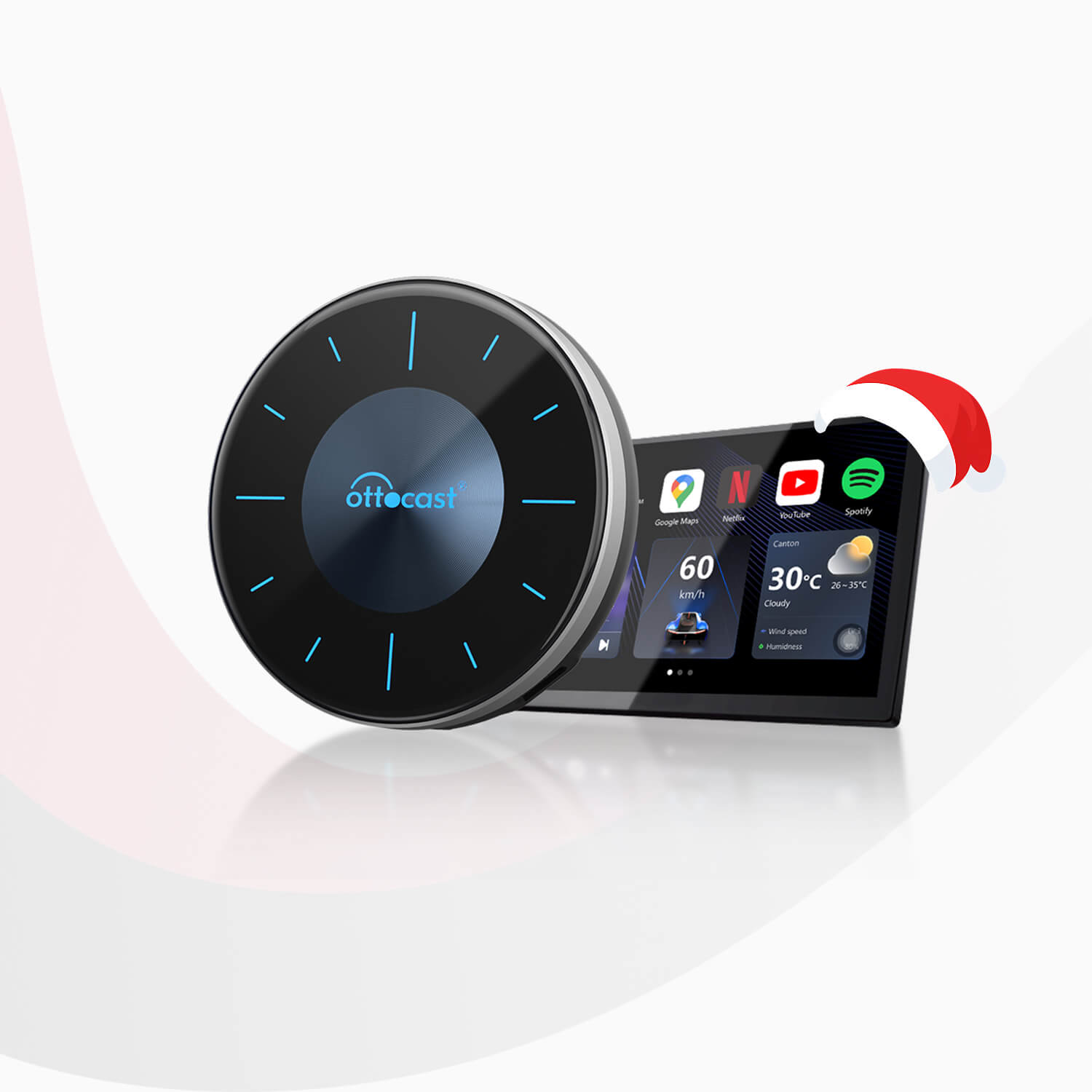 OTTOCAST® P3 AI Box | Netflix,Hulu,App Store + Wireless CarPlay&Wireless Android Auto