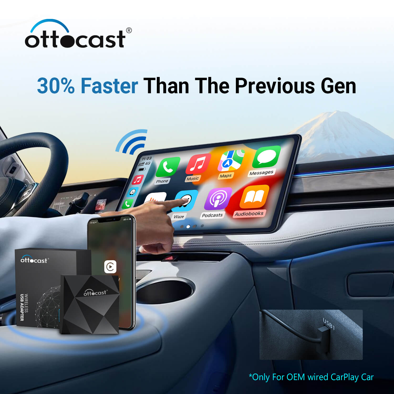 OTTOCAST® U2-AIR Kabelloser CarPlay Adapter