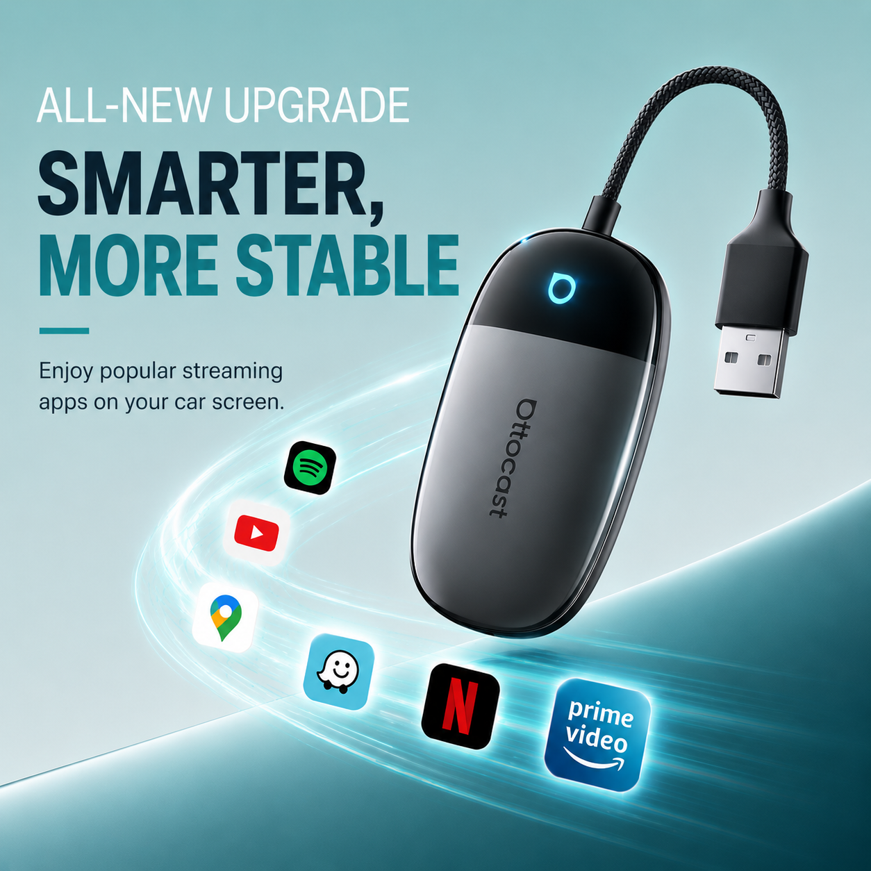 Ottocast® Play2Video X Wireless CarPlay/Android Auto All-in-1 Adapter with App Hub