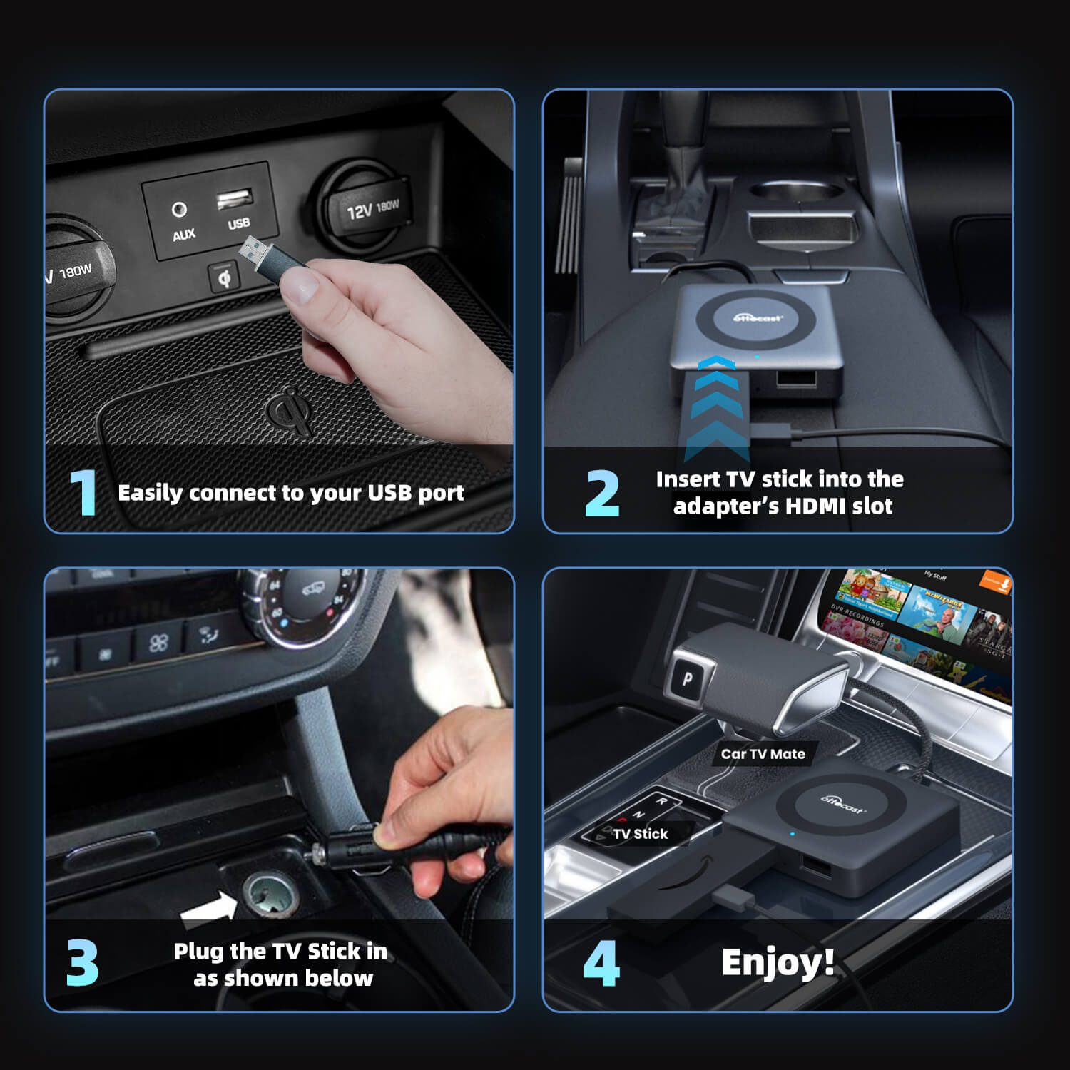 OTTOCAST® Car TV Mate Pro | Fire TV Sticks + Screen Mirroring+Wireless CarPlay & Android Auto