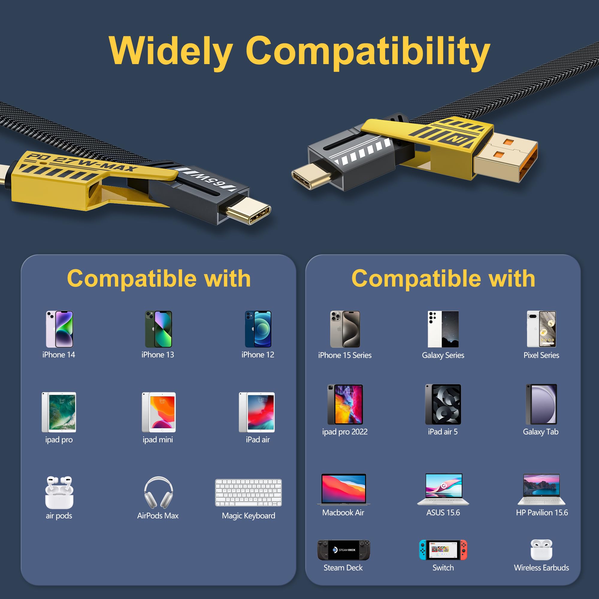 Cable de carga rápida universal 4 en 1