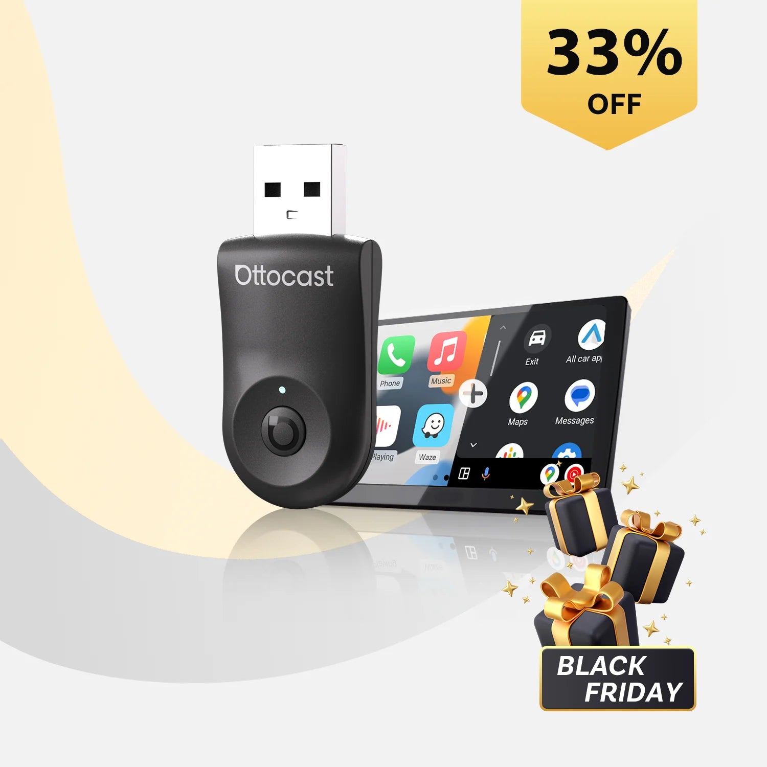 OTTOCAST® Mini | Wireless CarPlay+Android Auto+One-Click Switching