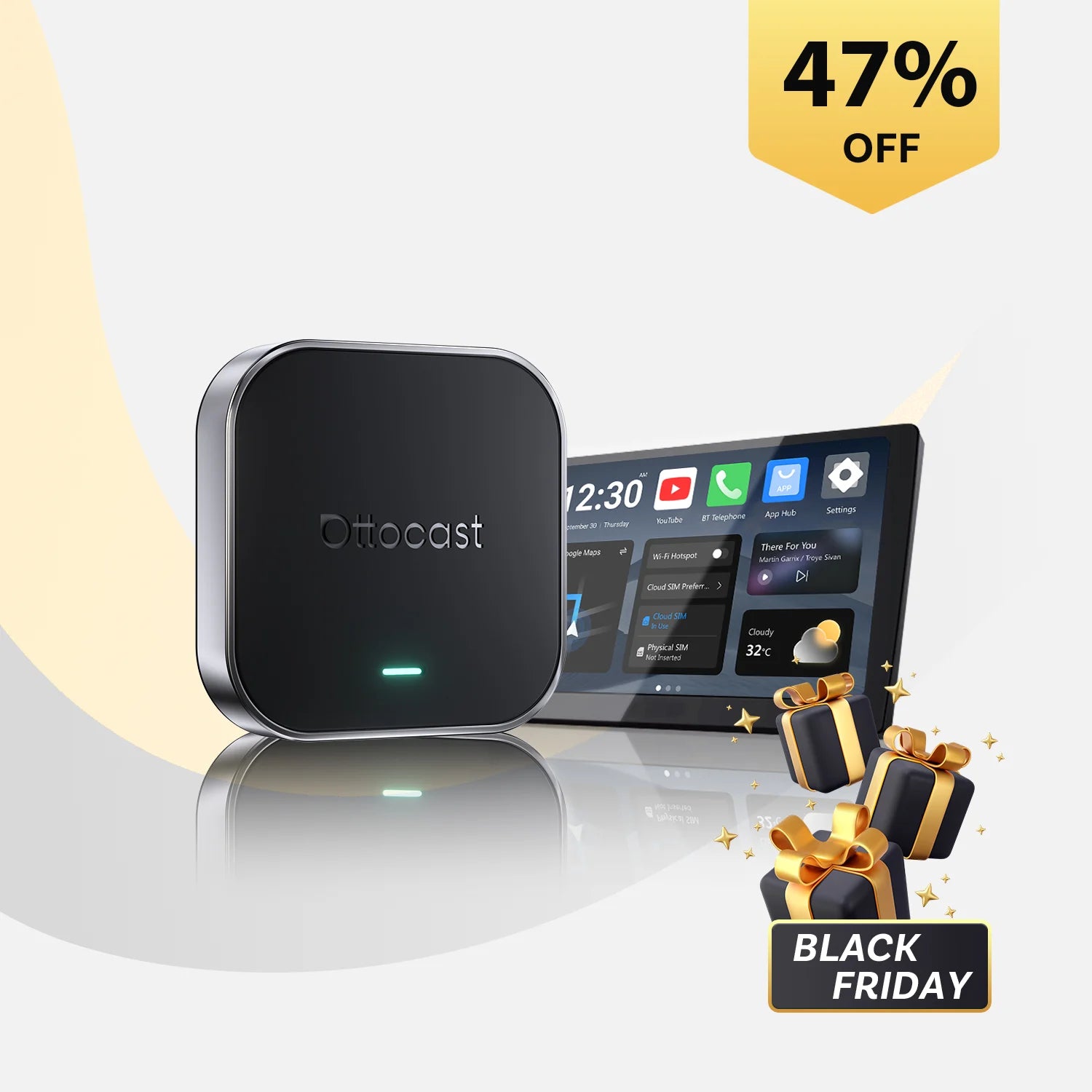 OTTOAIBOX® E2 CarPlay AI Box | Download Any App + CloudSIM + Wireless CarPlay and Android Auto