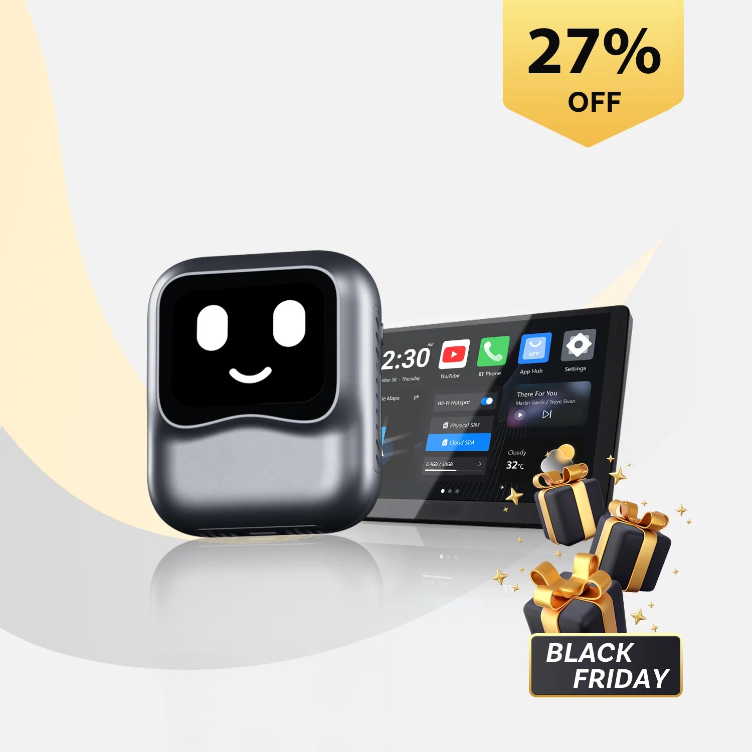 OTTOCAST® NanoAi | AI Conversation + App Store + 1.83-inch Display + Wireless CarPlay and Android Auto