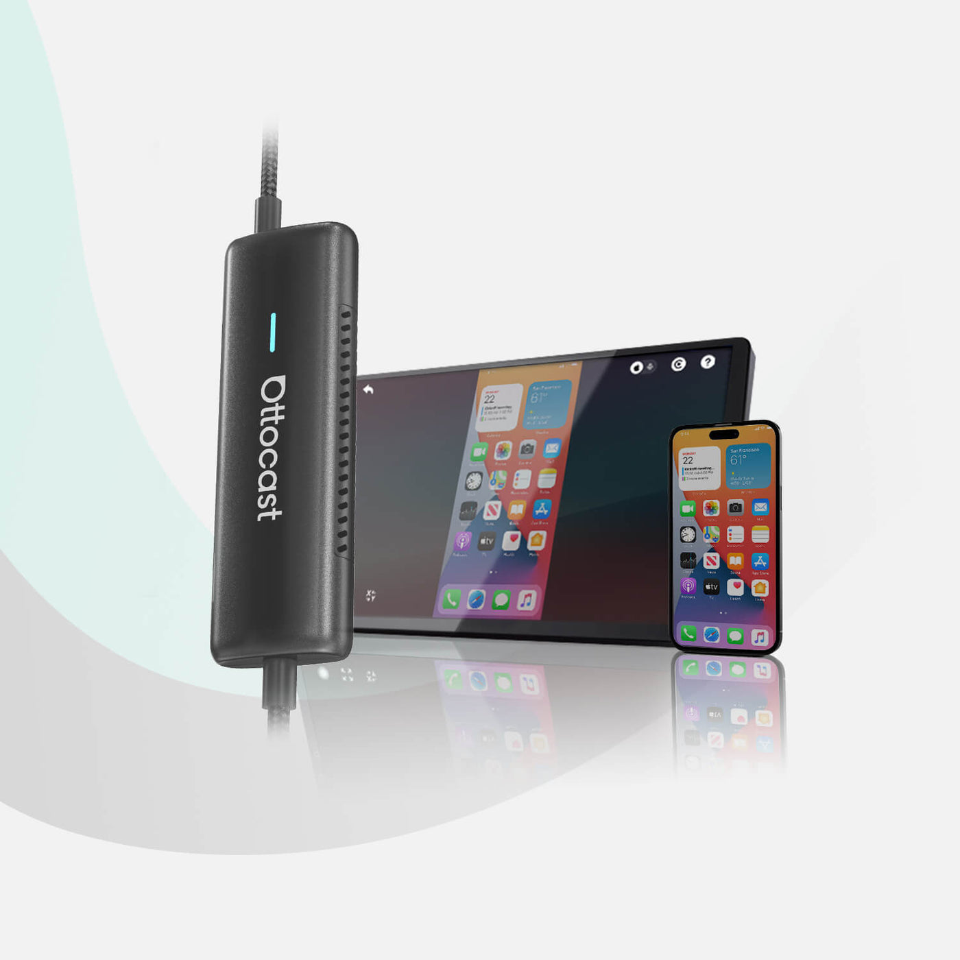 OTTOCAST® Mirror Touch | Screen Mirroring+Bi-Directional Control+Wireless CarPlay & Android Auto