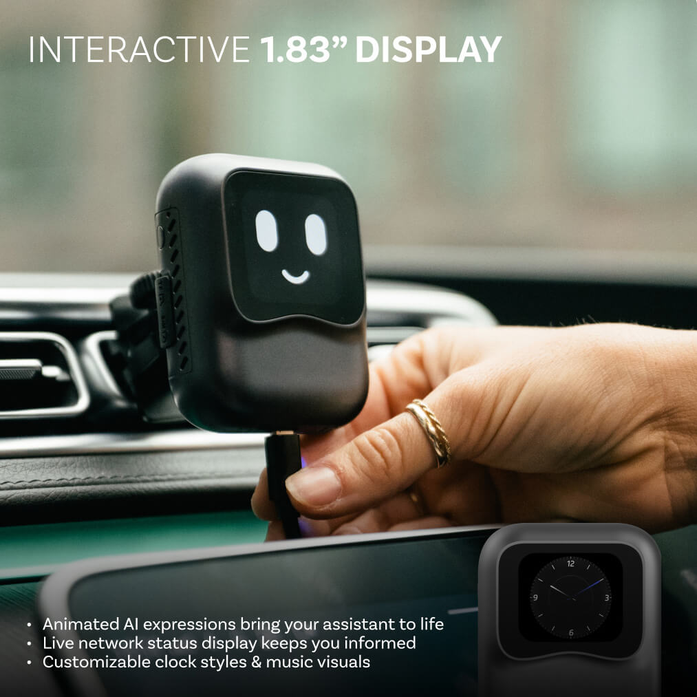 OTTOCAST® NanoAi | AI Conversation + App Store + 1.83-inch Display + Wireless CarPlay and Android Auto
