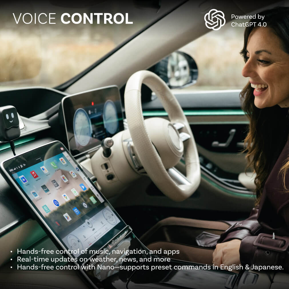 OTTOCAST® NanoAi | KI-Gespräch + App Store + 1,83-Zoll-Display + Kabelloses CarPlay und Android Auto