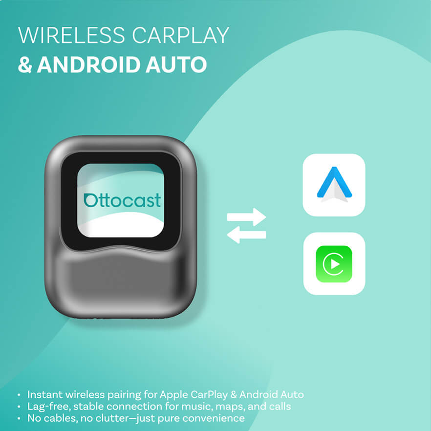OTTOCAST® NanoAi | AI Conversation + App Store + 1.83-inch Display + Wireless CarPlay and Android Auto