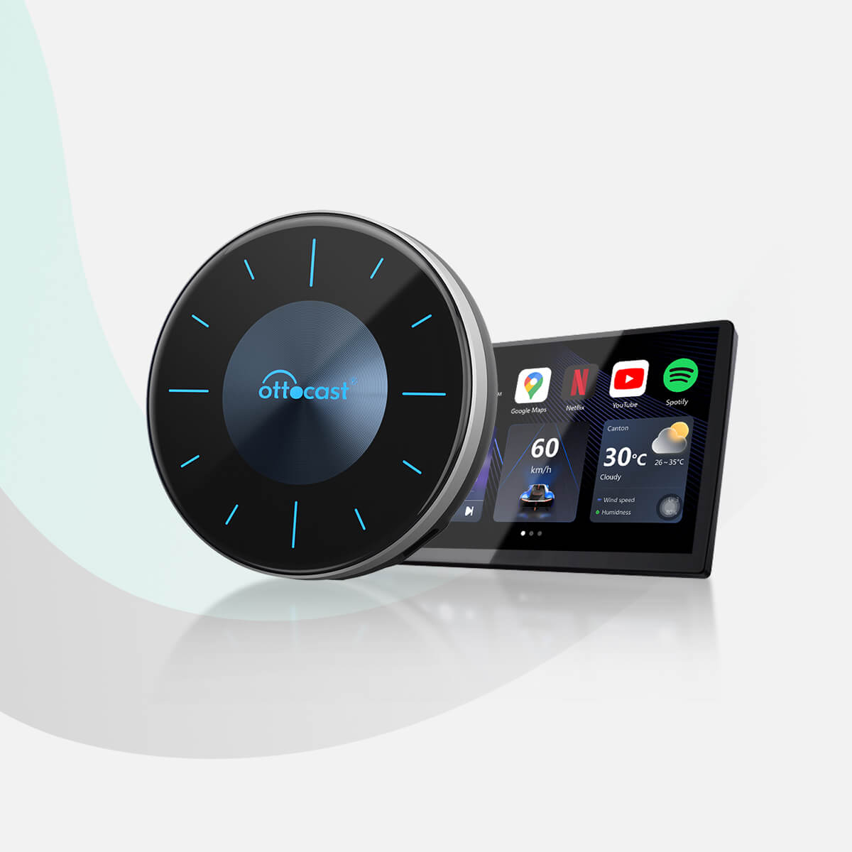 OTTOCAST® P3 KI Box | Netflix, Hulu, App Store + Kabelloses CarPlay & Kabelloses Android Auto