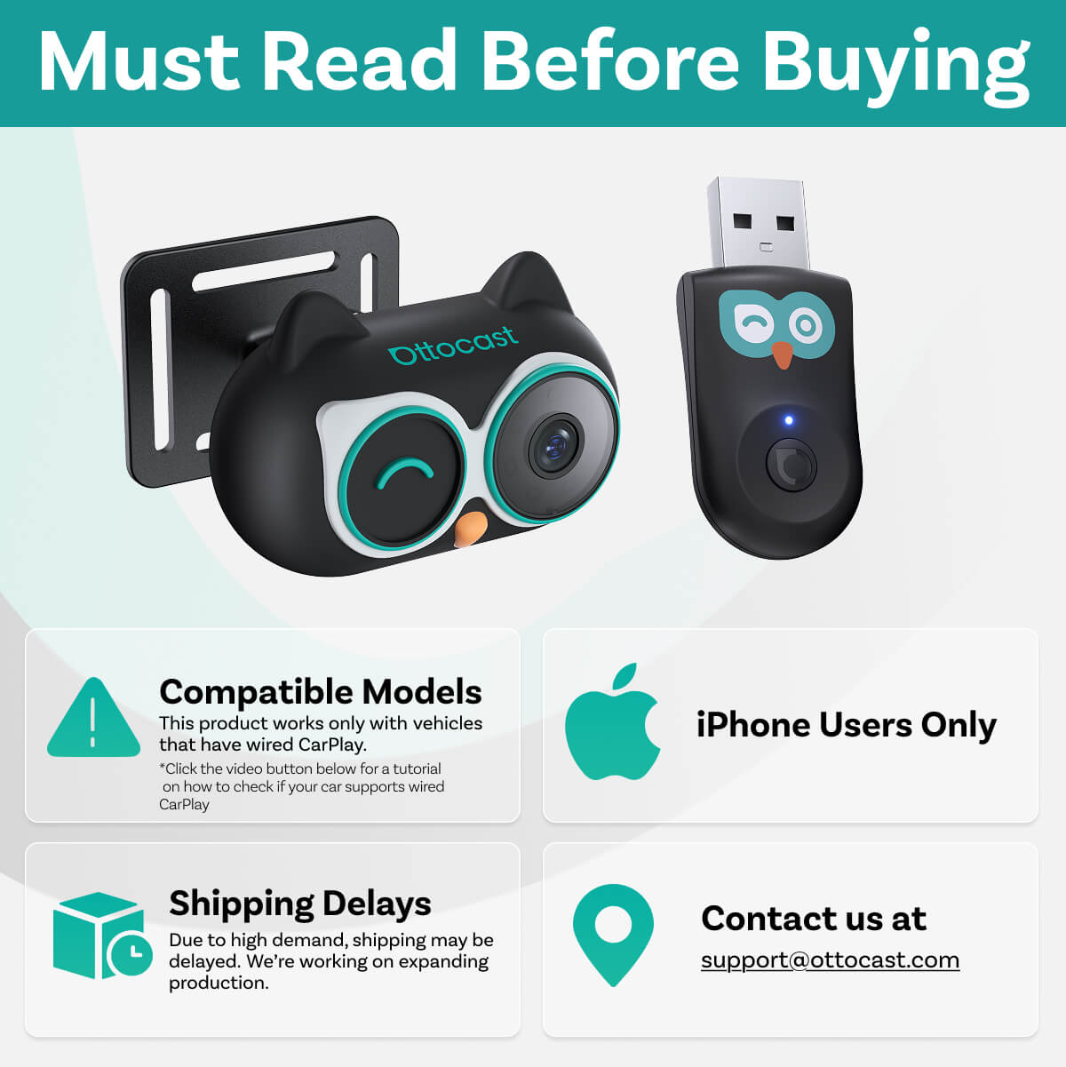 OTTOCAST® Cabin Care Wireless CarPlay Adapter