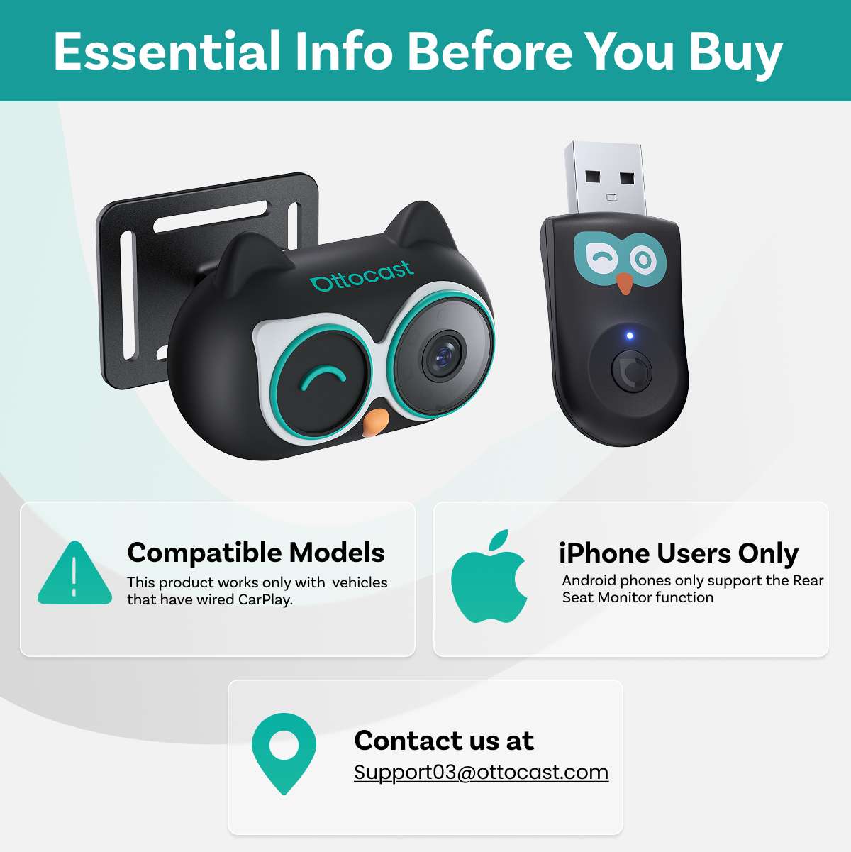 Adaptador Sem Fio OTTOCAST® Cabin Care CarPlay