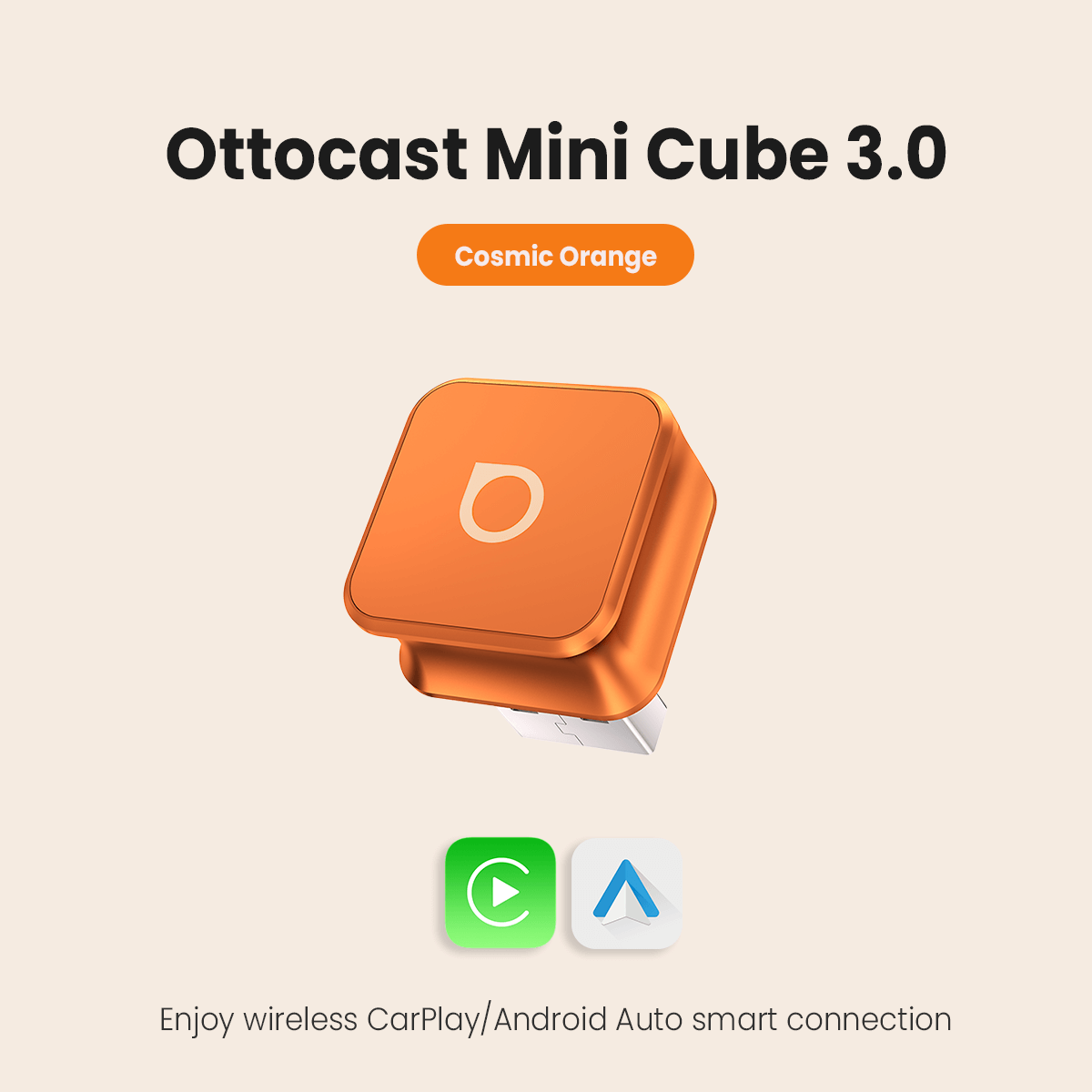 OTTOCAST® Mini 3.0 Ultra Cube | adattatore wireless CarPlay Android Auto 2 in 1