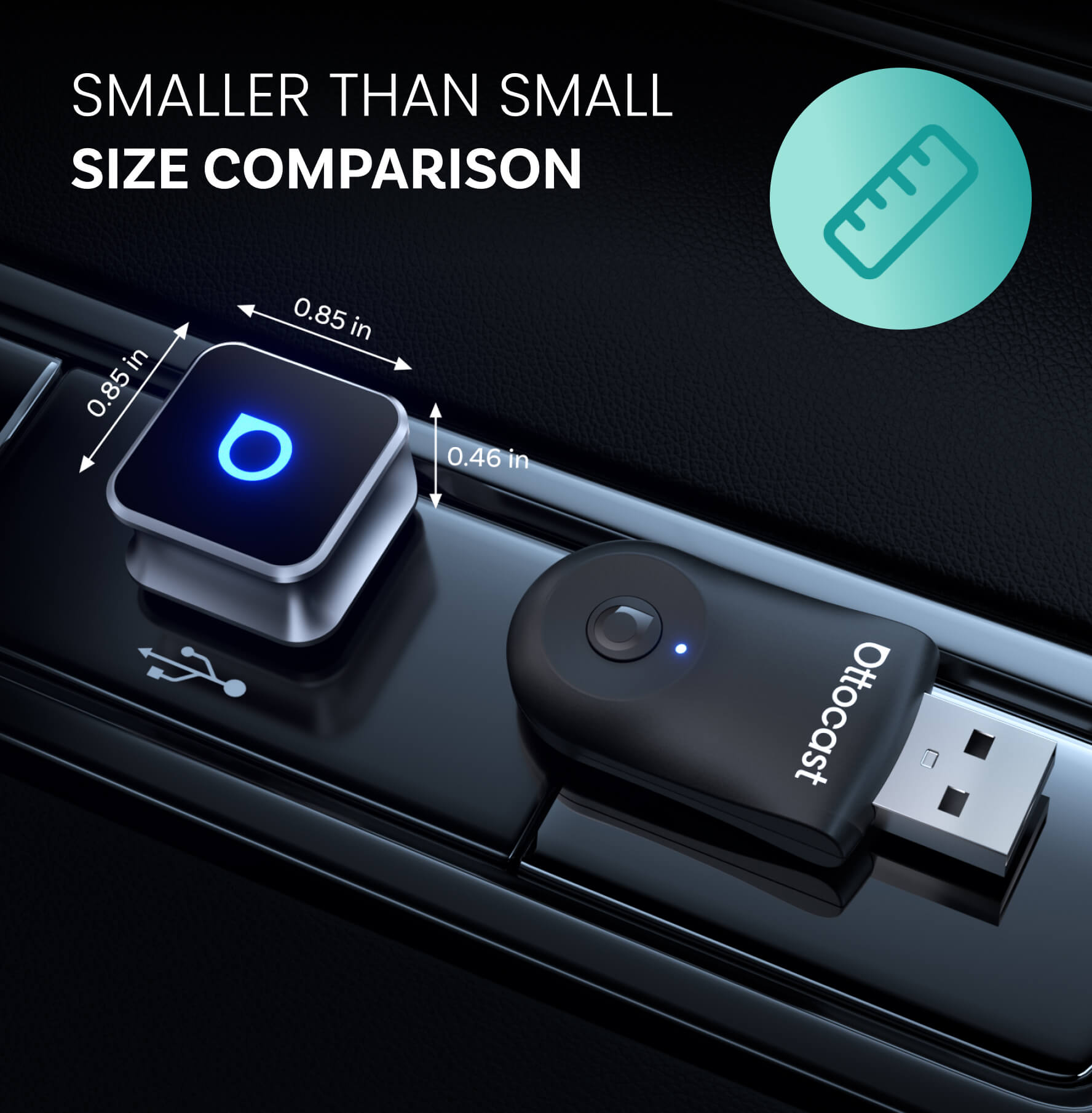 Ottocast Mini 3.0 Ultra Cube trådløs CarPlay Android Auto 2 i 1 adapter