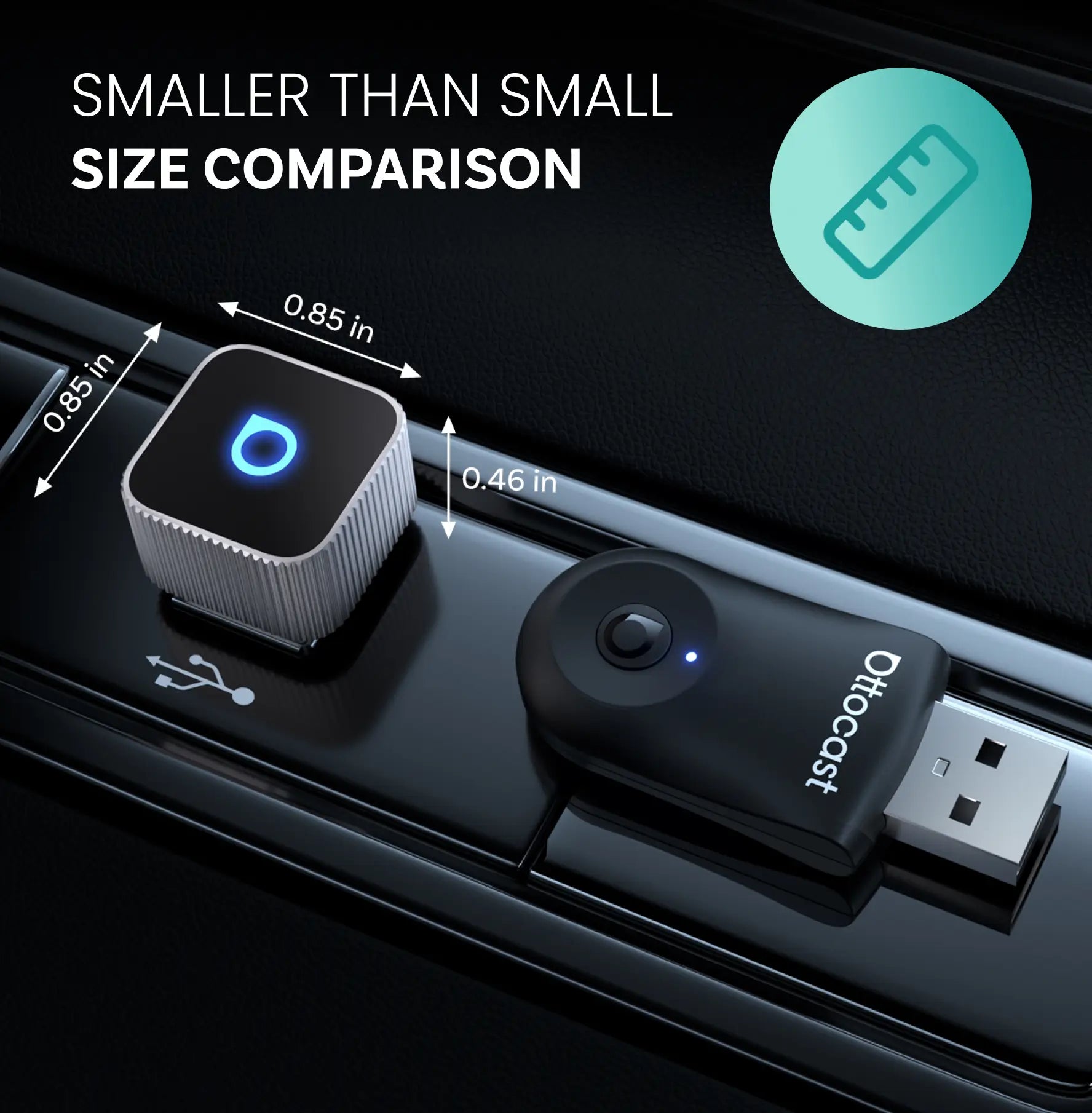 OTTOCAST® Mini 3.0 Ultra Cube | trådløs CarPlay Android Auto 2 i 1-adapter