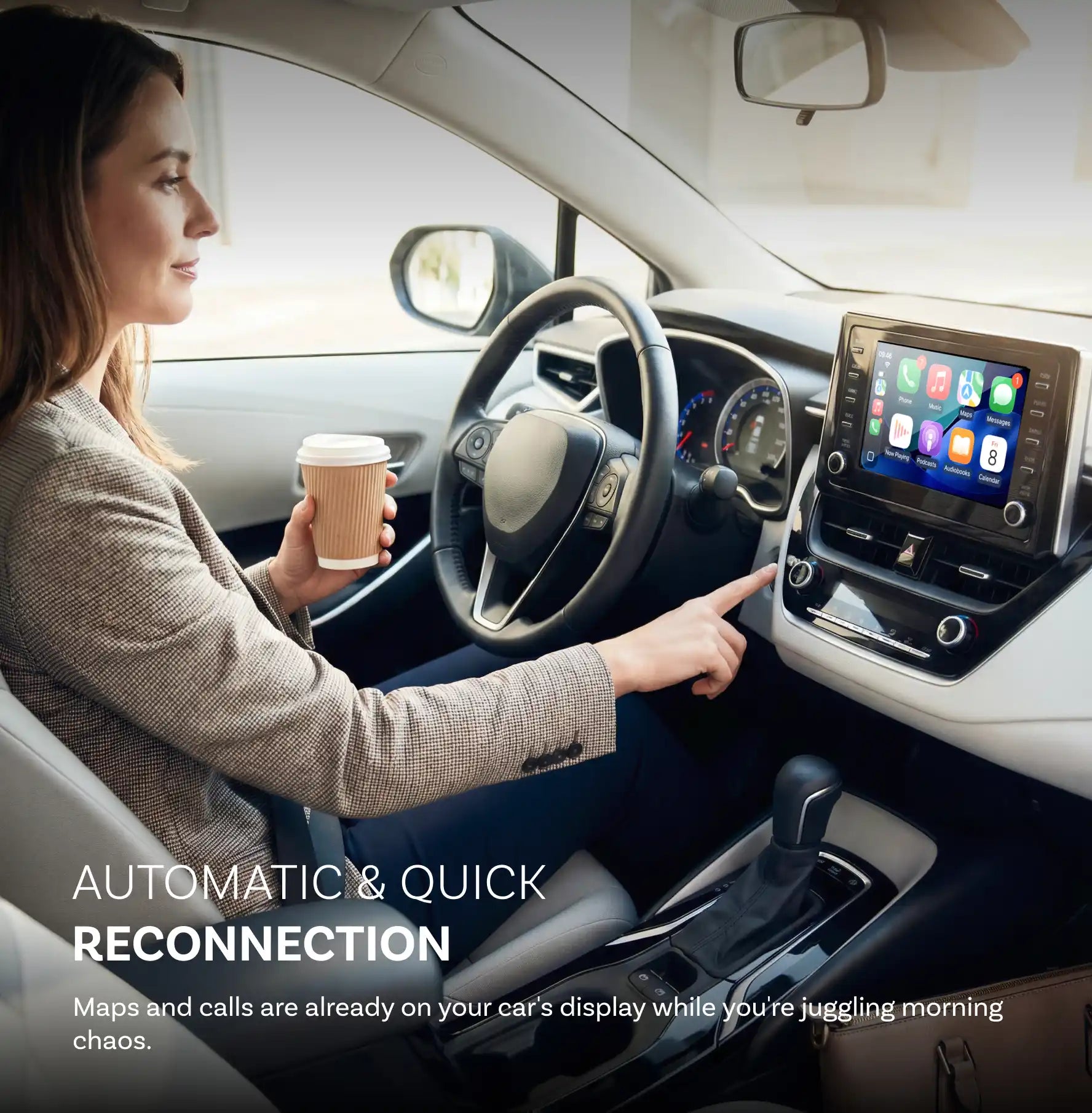 OTTOCAST® Mini Tube Adaptador inalámbrico CarPlay/Android Auto