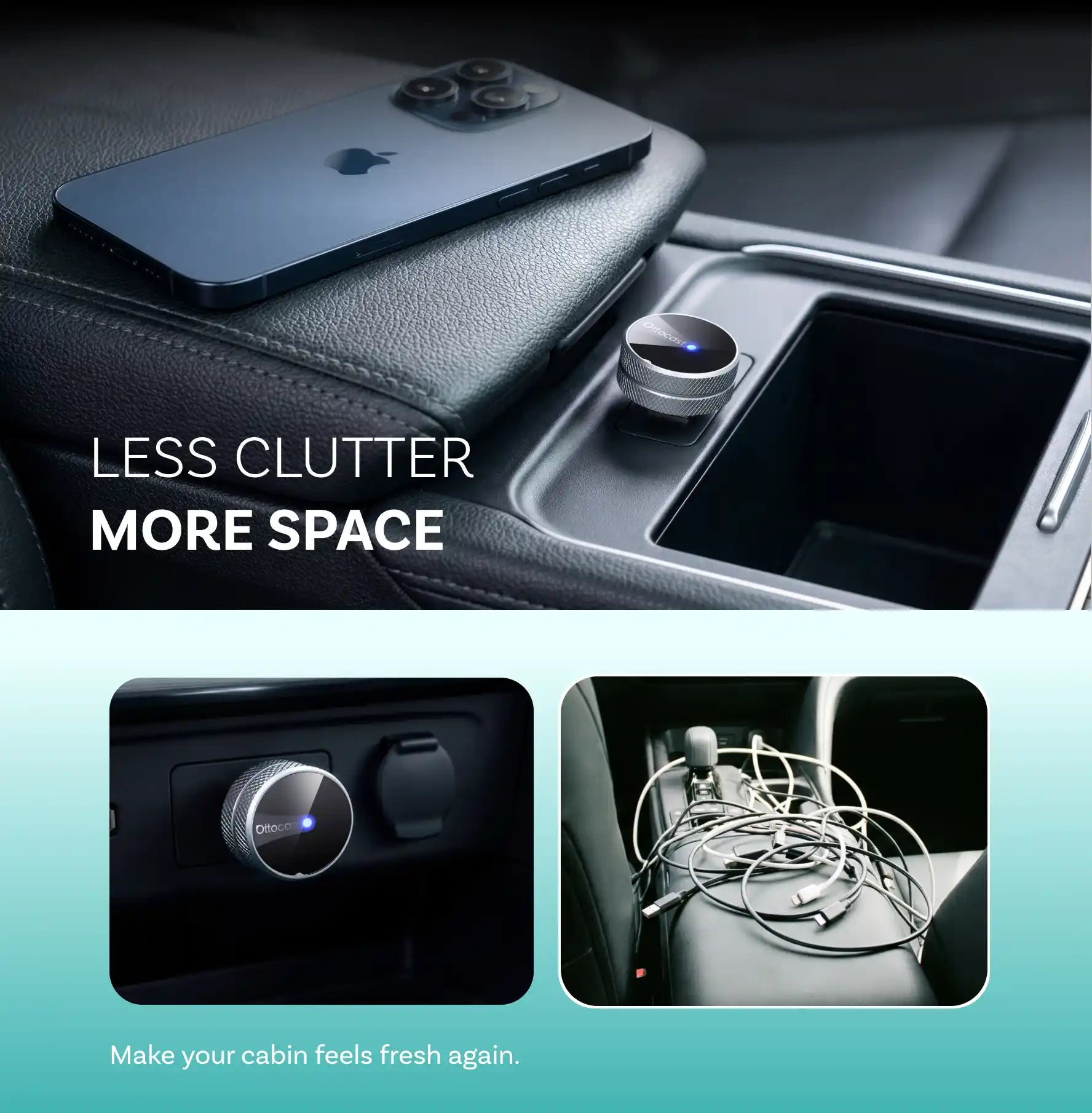 OTTOCAST® Mini Tube Adaptador inalámbrico CarPlay/Android Auto