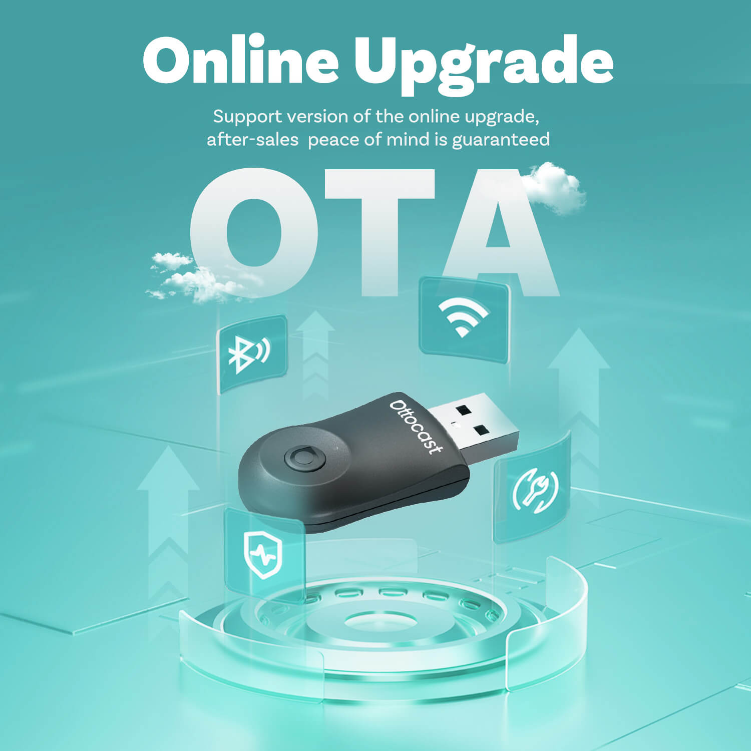 OTTOCAST® Mini | CarPlay Sem Fio + Android Auto + Troca com Um Clique