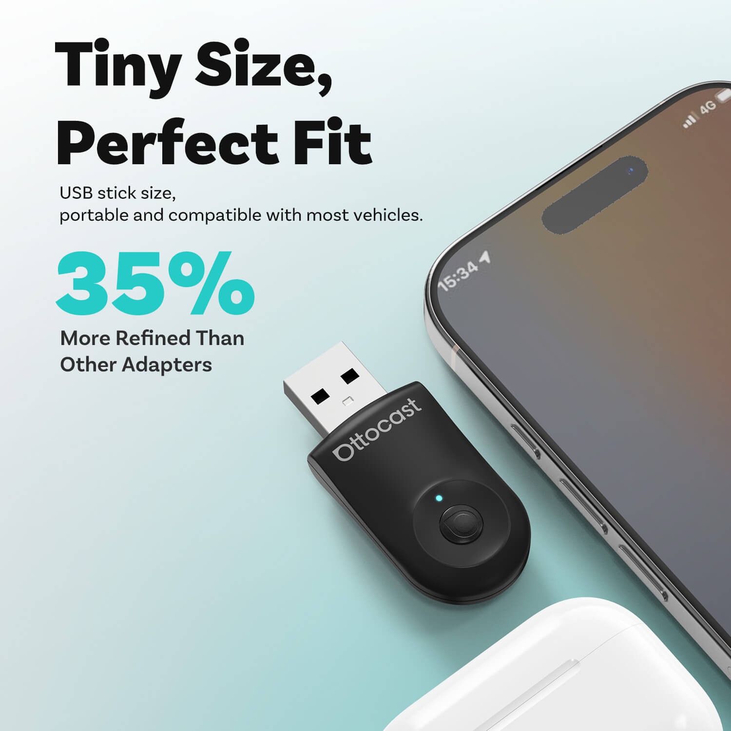 OTTOCAST® Mini | CarPlay inalámbrico + Android Auto + Cambio con un clic