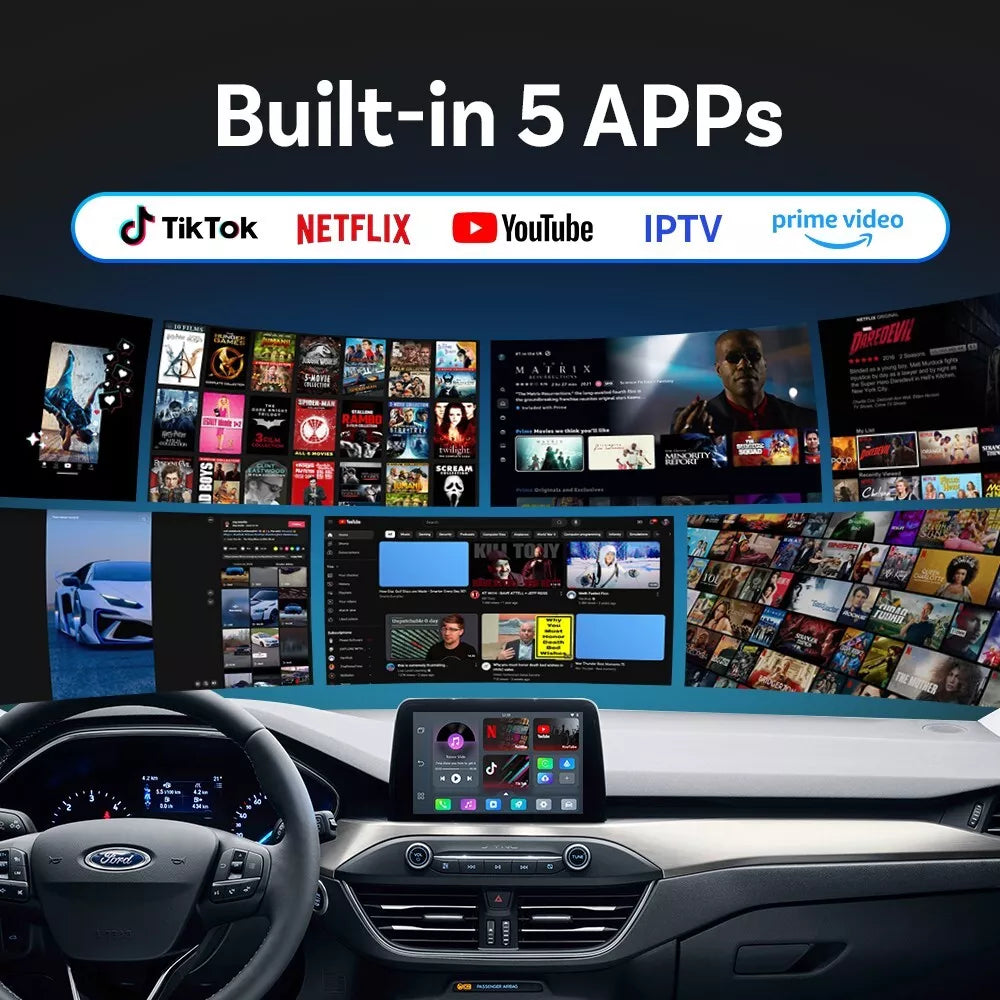 (🎉Saldi Estivi 44% DI SCONTO) Ottocast® Play2Video Pro | APP HUB+Netflix, YouTube, Prime Video + Adattatore Wireless CarPlay Android Auto