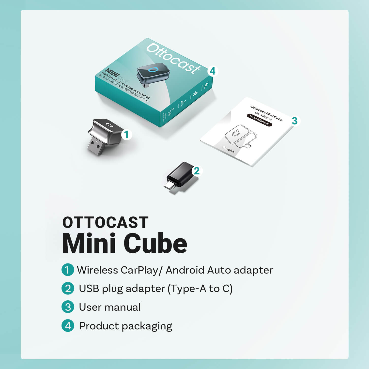 Ottocast Mini 3.0 Ultra Cube Adaptador Wireless CarPlay Android Auto