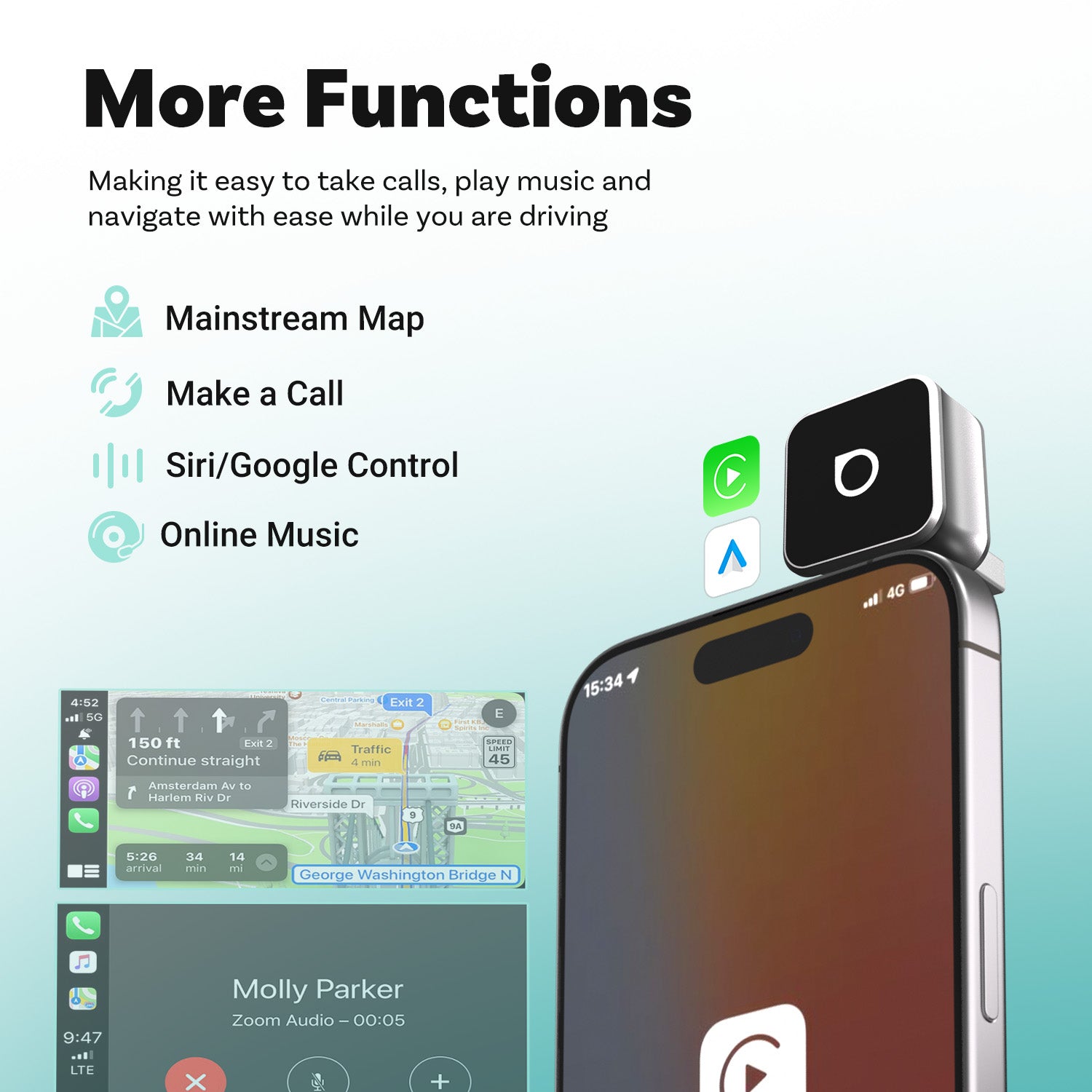 Ottocast Mini 3.0 Ultra Cube Adaptador Wireless CarPlay Android Auto