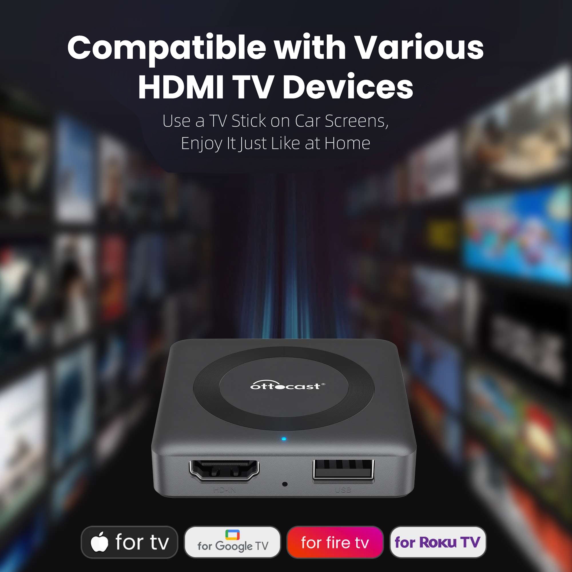 OTTOCAST® Car TV Mate Pro | Fire TV Sticks + Screen Mirroring+Wireless CarPlay & Android Auto