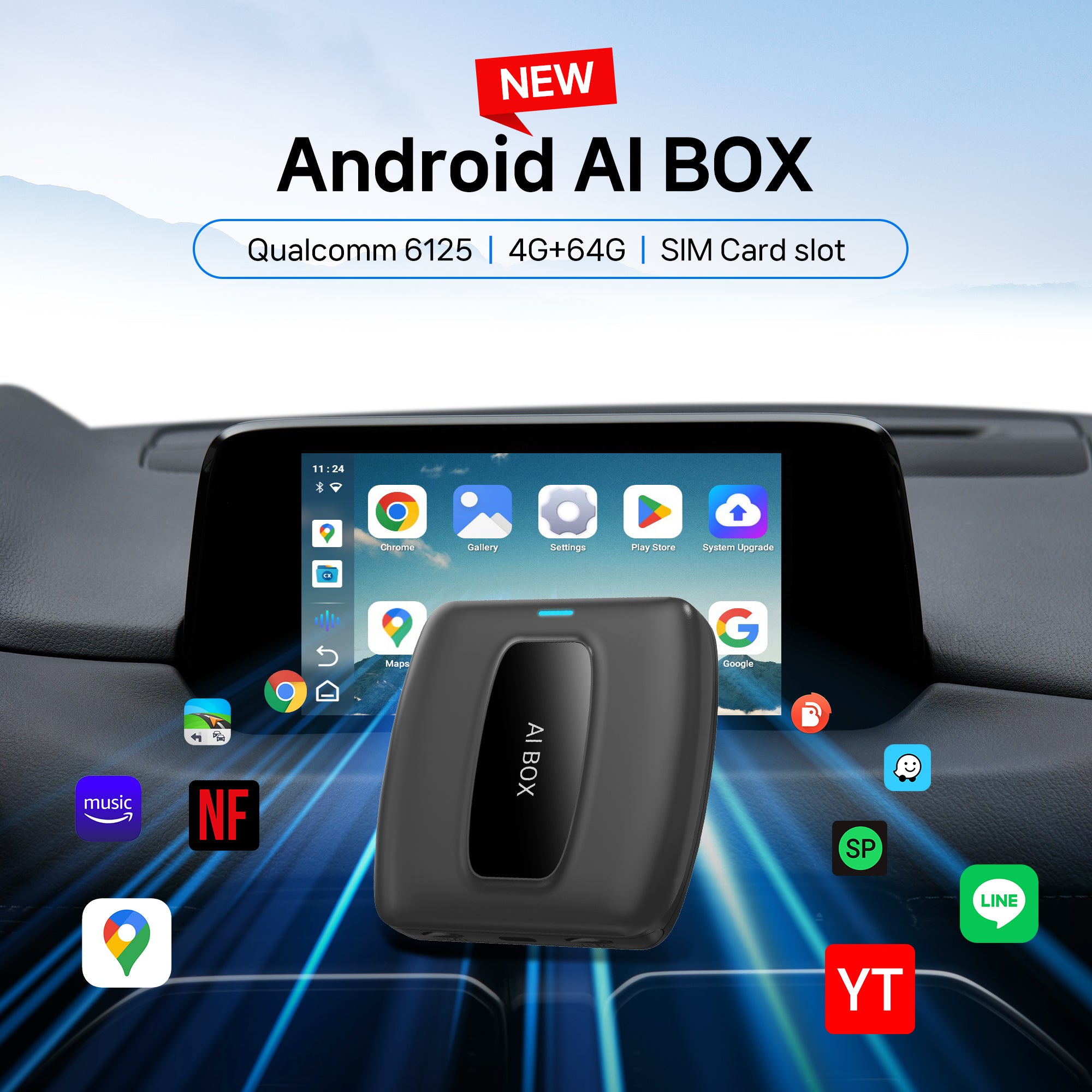 🔥Special Offer 45% OFF🔥CarPlay Android Multimedia AI Box-with Built-in YouTube, Netflix,Support Apps Download