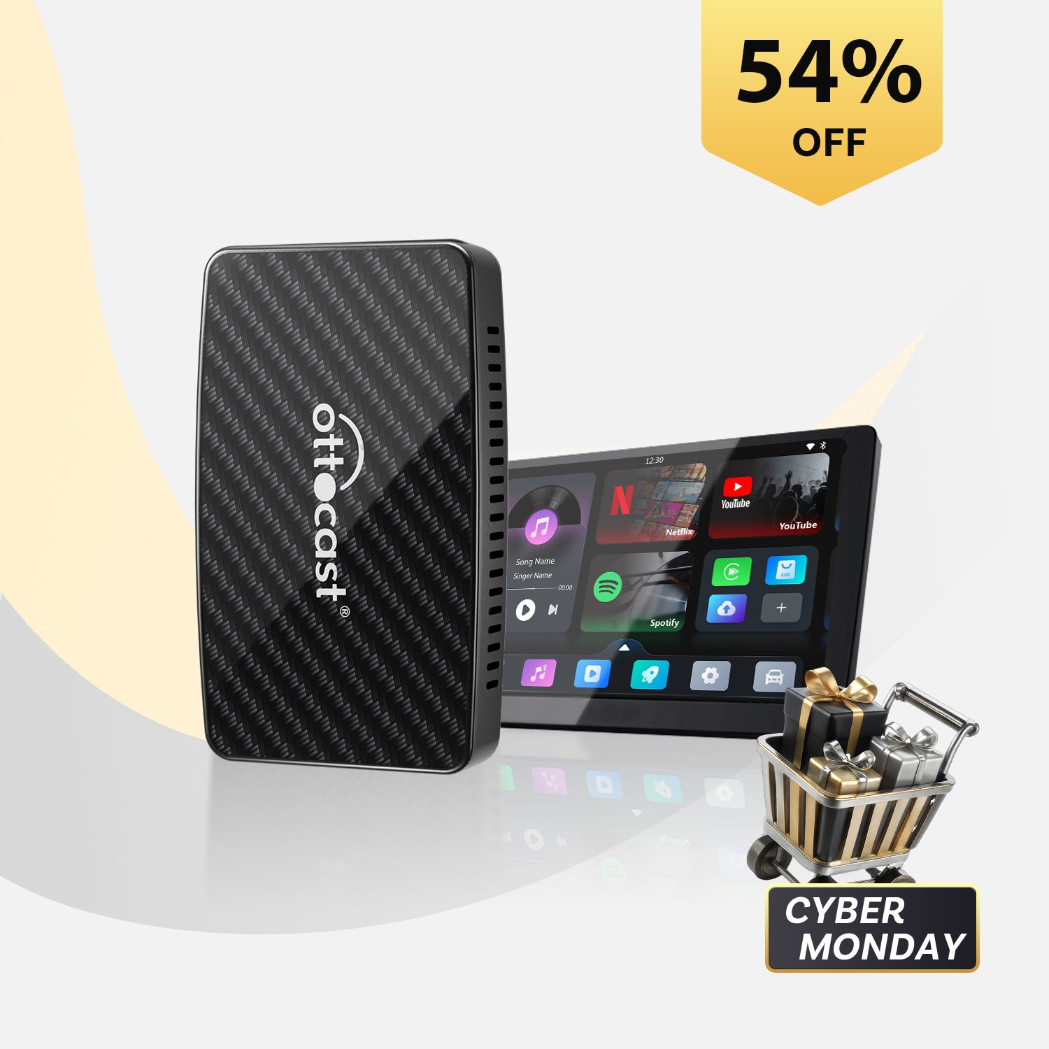 OTTOCAST® Play2Video Pro | Netflix, YouTube, Prime Video & Wireless CarPlay Android Auto