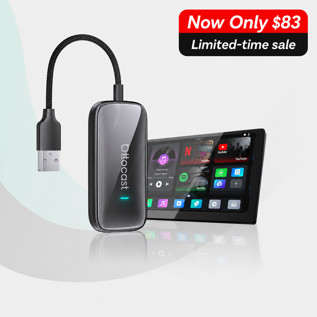 OTTOCAST® Play2Video Ultra | App Hub, Netflix, YouTube, Prime Video & Wireless CarPlay Android Auto
