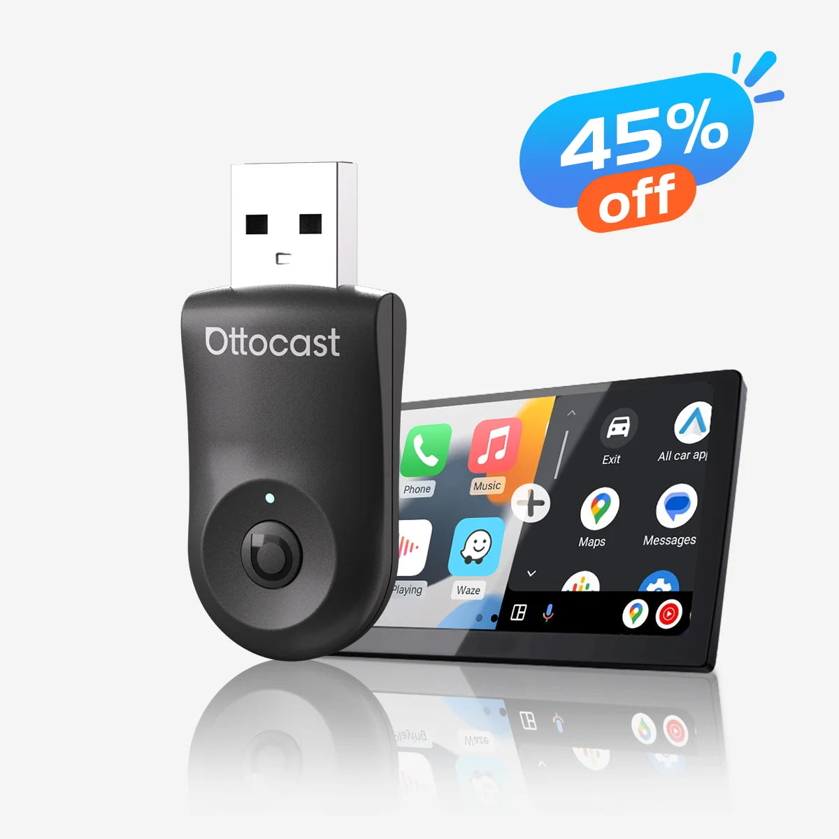 Ottocast Mini | Wireless CarPlay+Android Auto+One-Click Switching