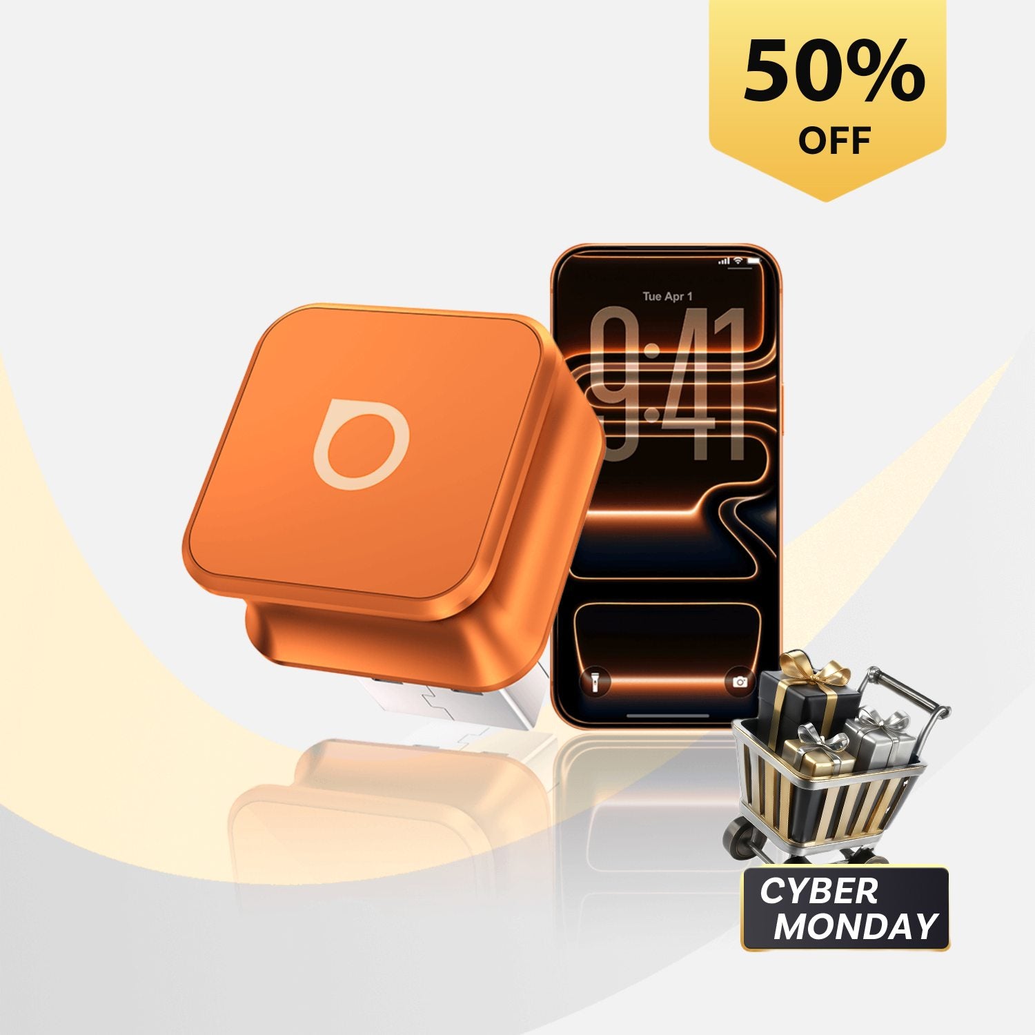 OTTOCAST® Mini 3.0 Ultra Cube Wireless CarPlay Android Auto 2 in 1 Adapter - Cosmic Orange