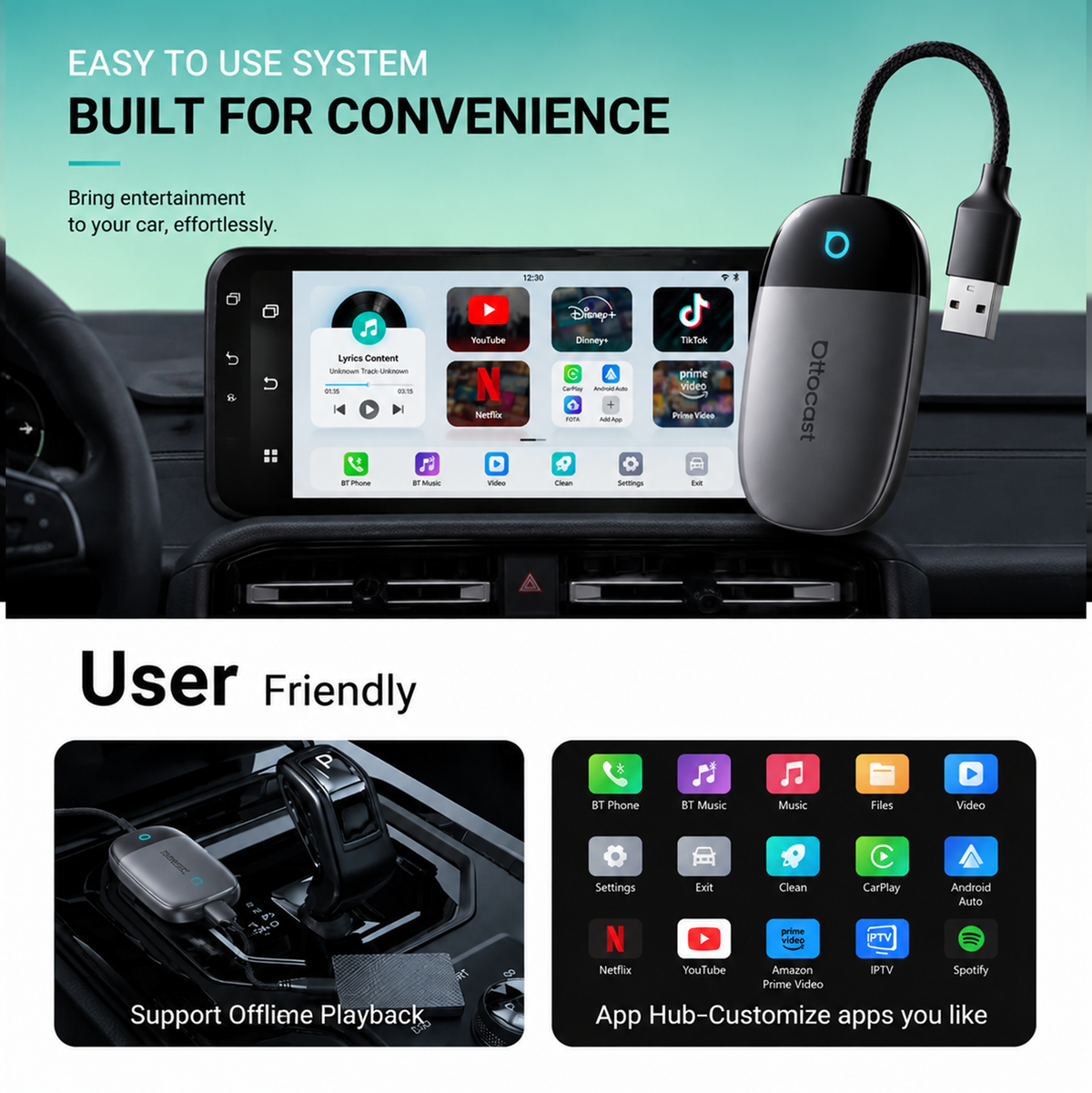 Play2Video X Wireless CarPlay/Android Auto All-in-1 Adapter