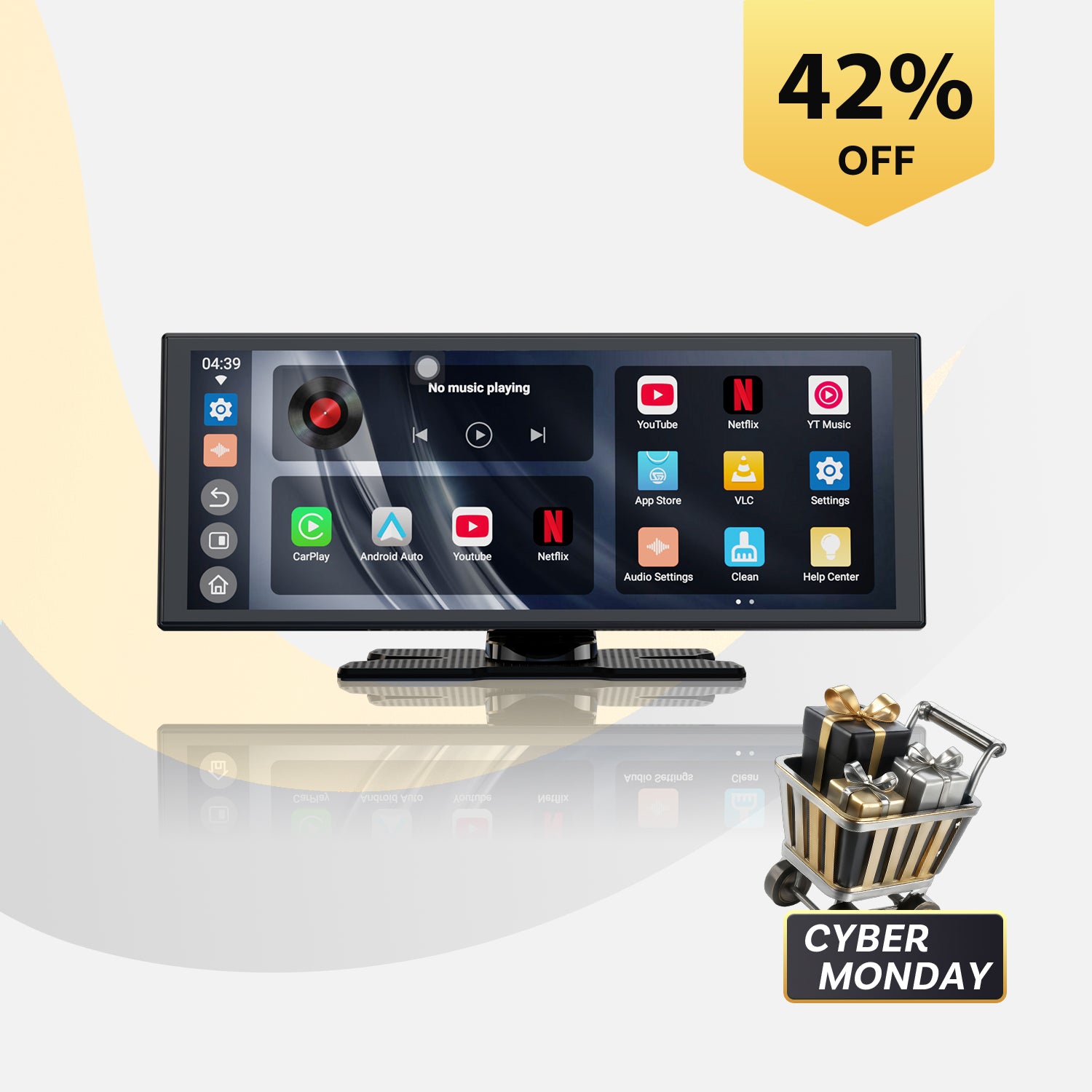 OTTOCAST® ScreenFlow Portable Car Display Screen | Netflix, YouTube, Prime Video & Wireless CarPlay Android Auto