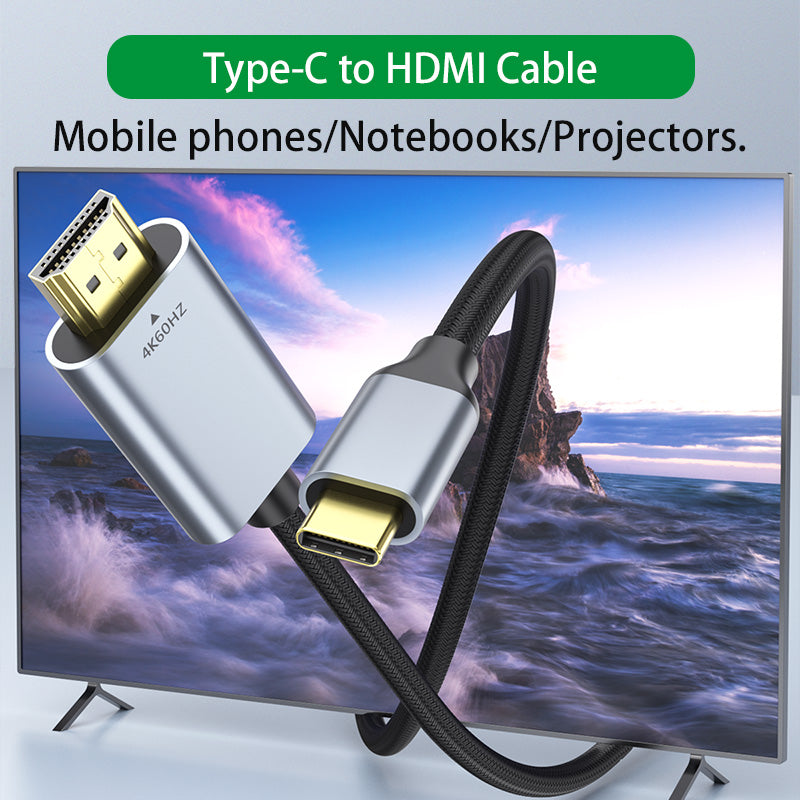 Type-C-HDMI Cable for iPhone 15 Series, MacBook Pro/Air, iPad Pro, Android Series