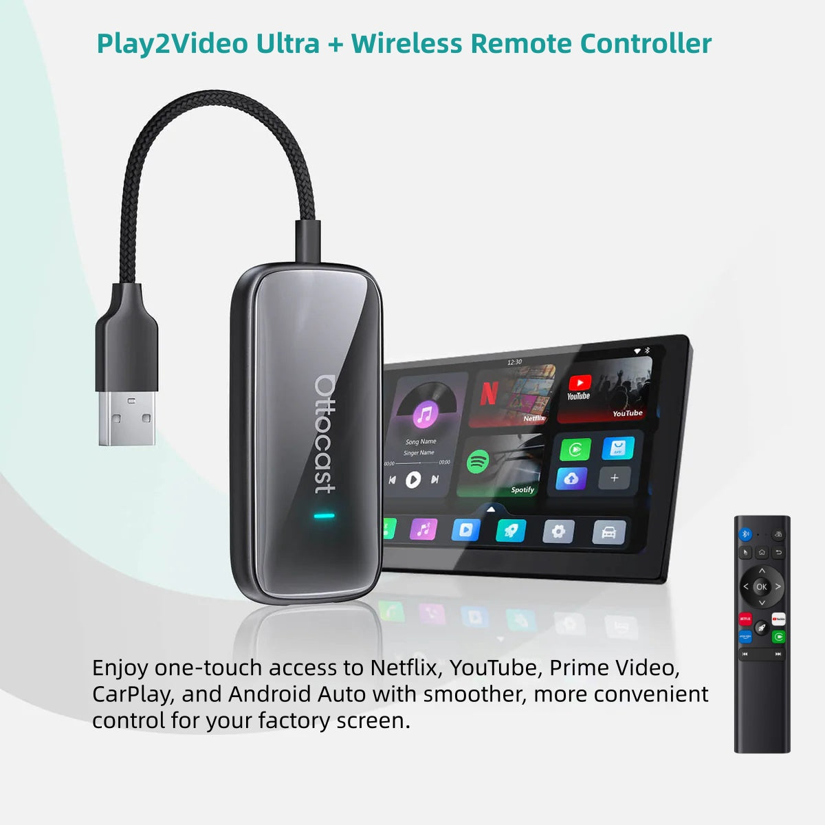 2026 Play2Video Ultra Adaptador Tudo-em-1 CarPlay/Android Auto com App Hub