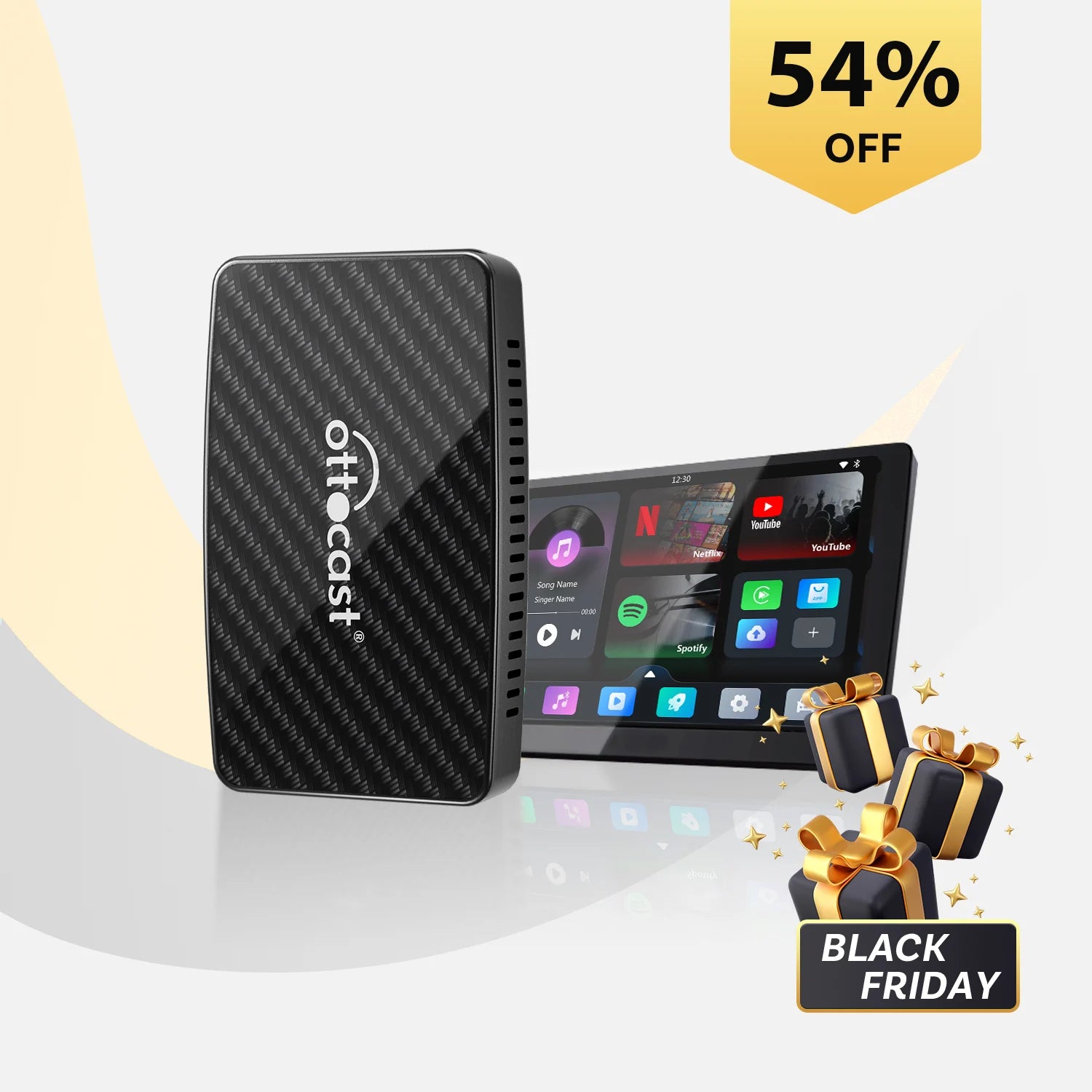 OTTOCAST® Play2Video Pro | Netflix, YouTube, Prime Video & Wireless CarPlay Android Auto