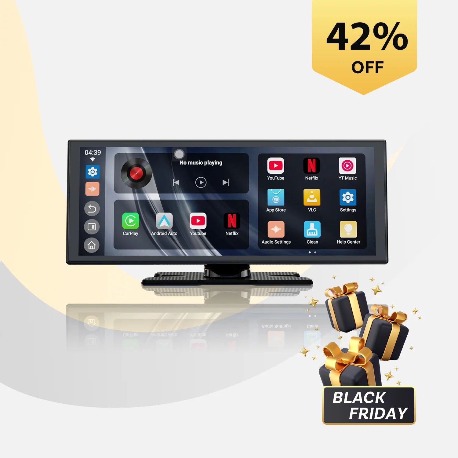 OTTOCAST® ScreenFlow Portable Car Display Screen | Netflix, YouTube, Prime Video & Wireless CarPlay Android Auto